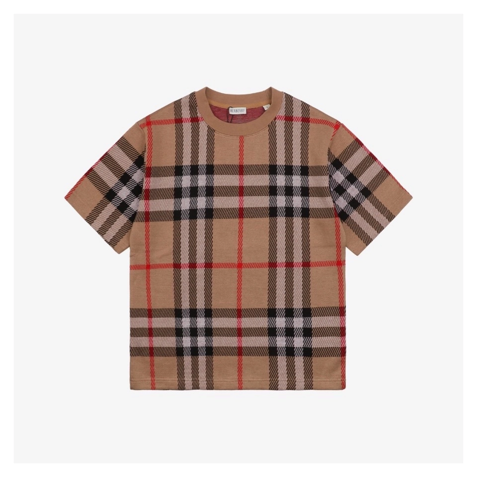 BBry Check Pattern Knit T-Shirt (Black/Brown)