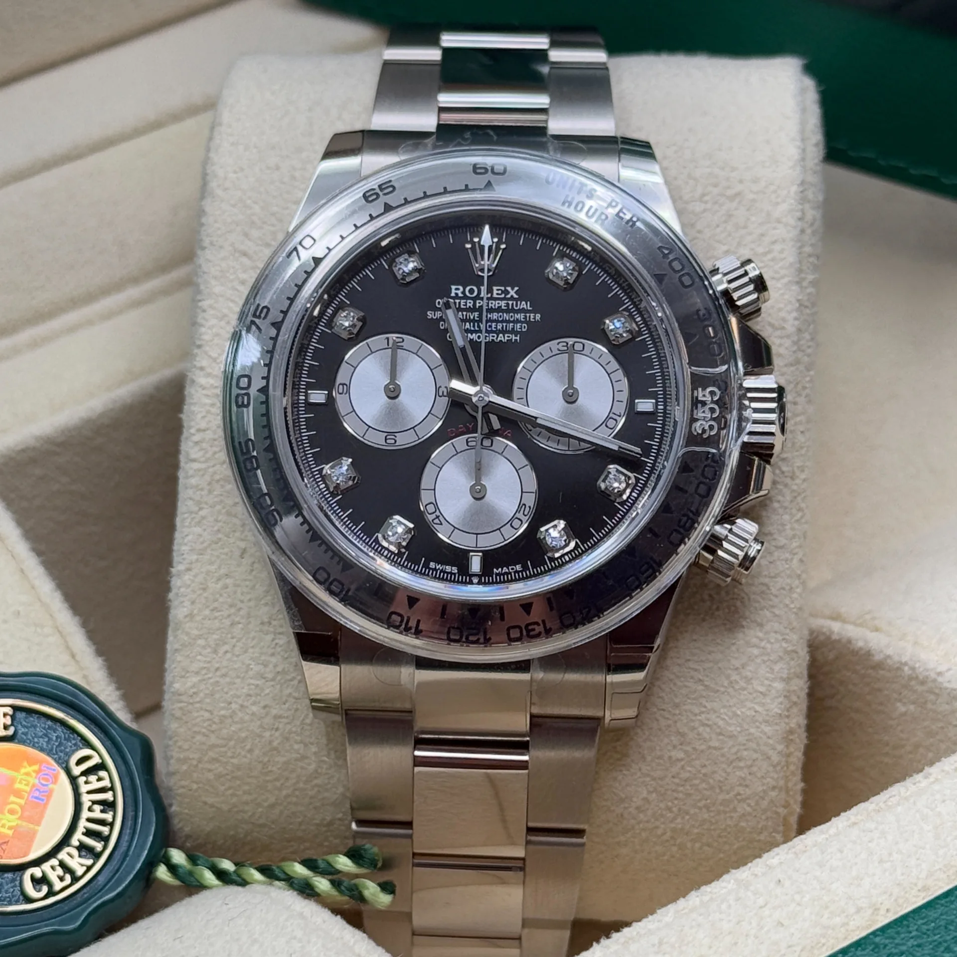 [2026 Mirror Grade]Rolex Daytona White Gold / Black/ Diamond-Set /Oyster  m126509-0002