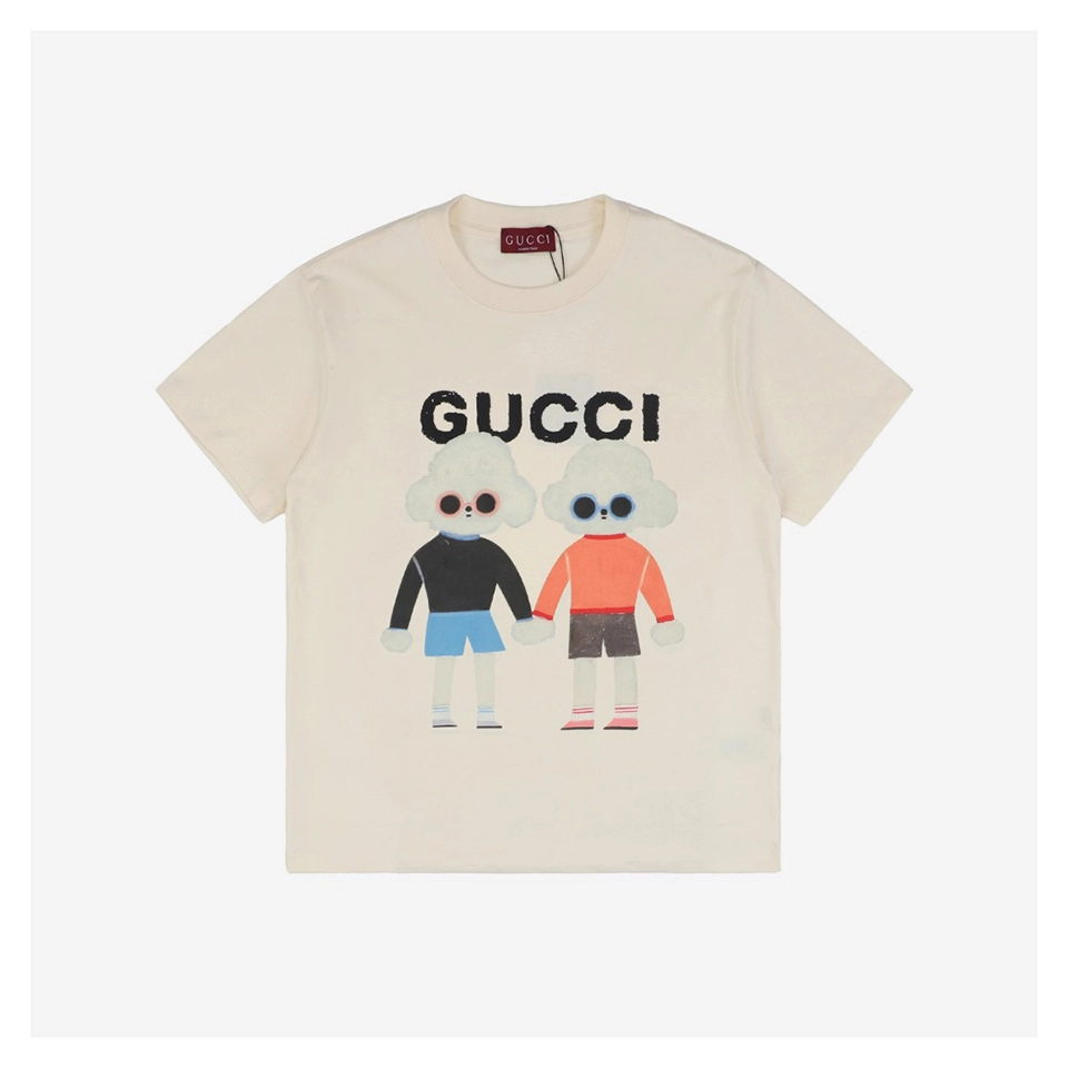 G Couple Dog Graphic Print T-Shirt (Black/Beige)