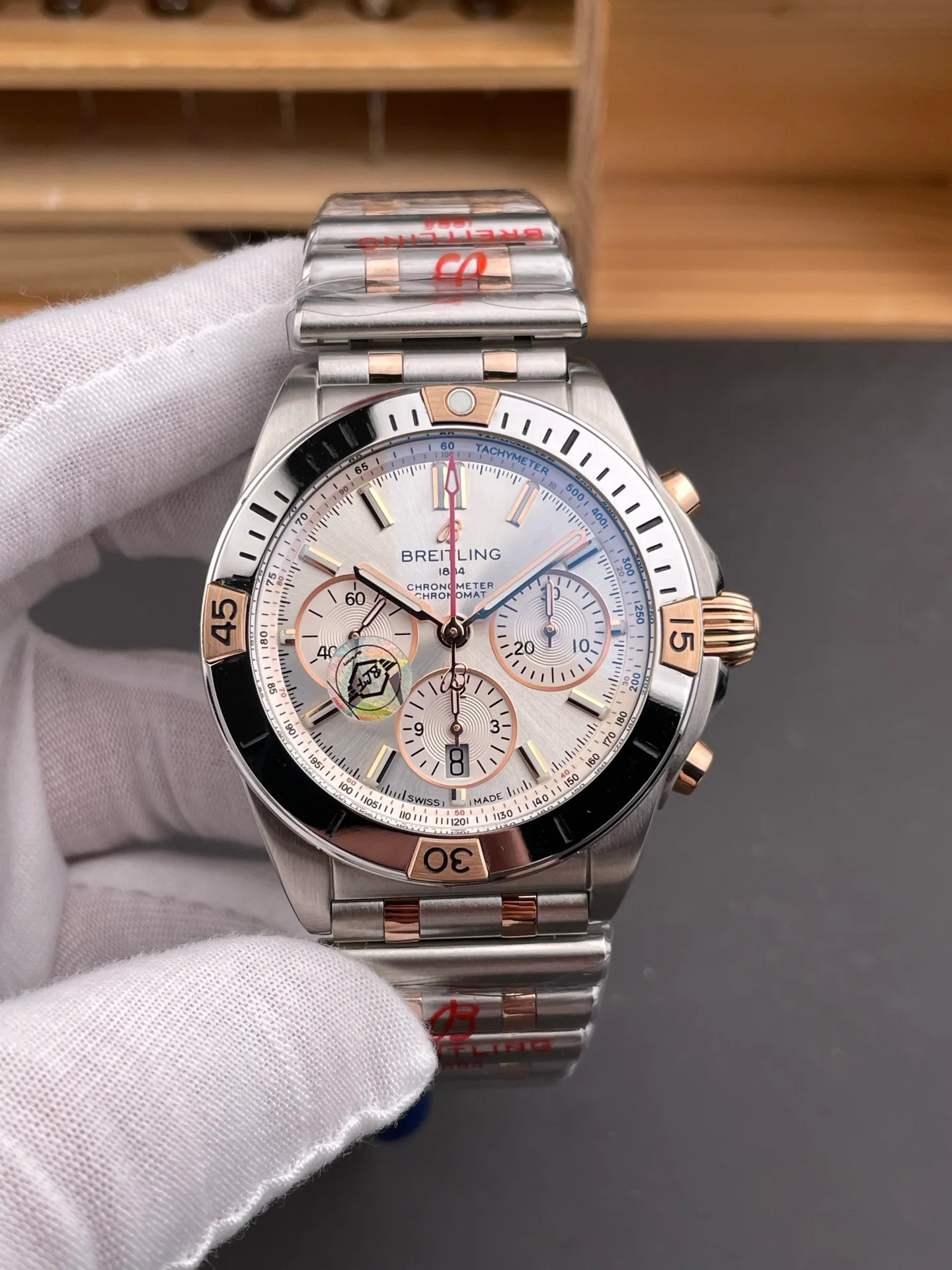 Chronomat B01 Two-tone Rose Gold Silver Dial