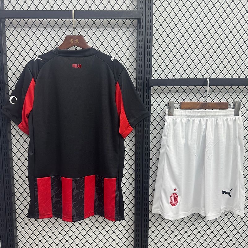 AC Milan Soccer Jersey Home Kids Kit Jersey+Shorts 2025/26