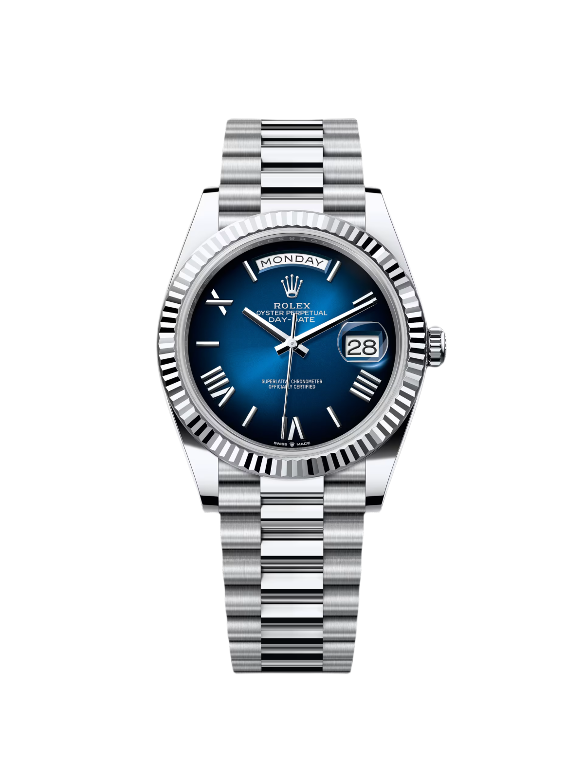[2026 Mirror Grade]RLX  Day-Date President 40mm Platinum Blue Roman Ombre Dial - 228236