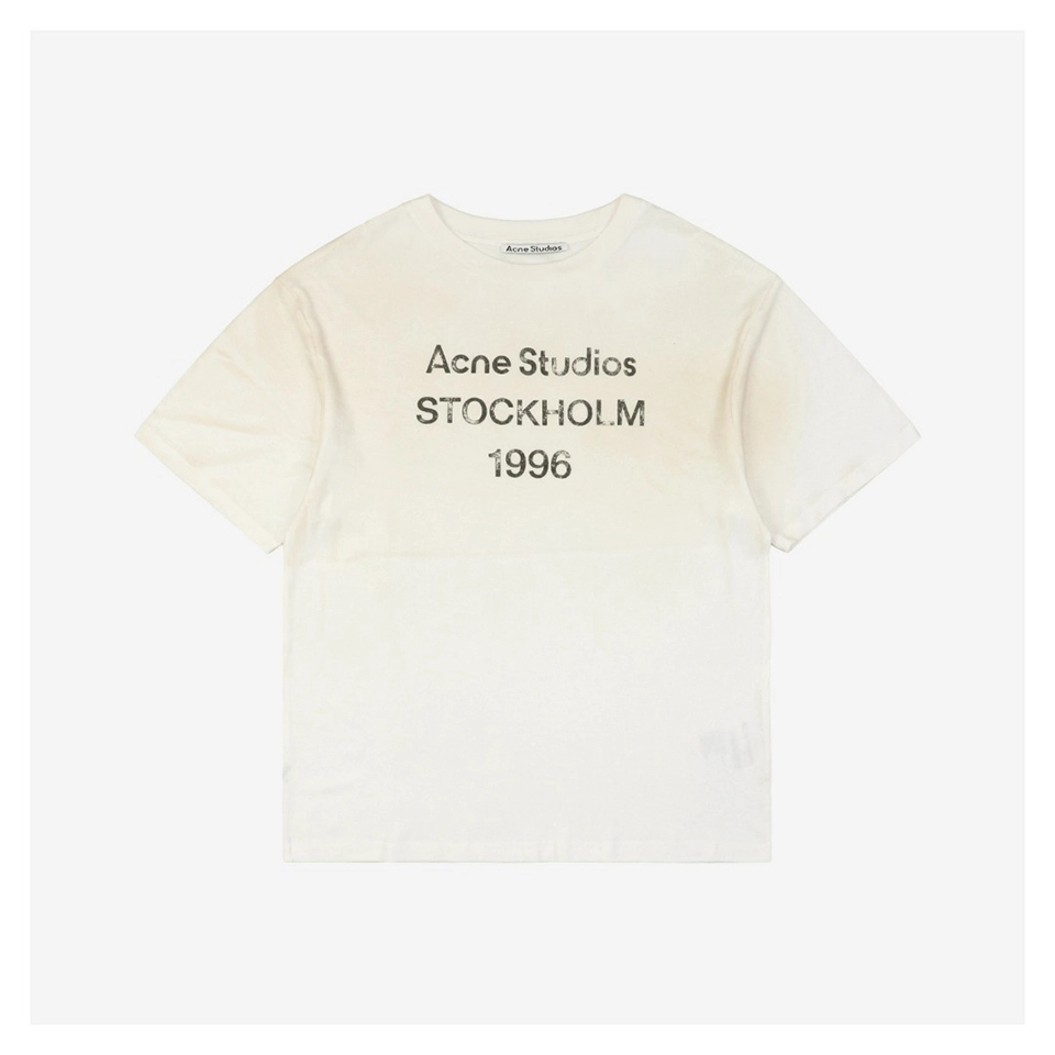 Acne Studios 1996 Stockholm Distressed Letter Print T-Shirt (Black/Beige)