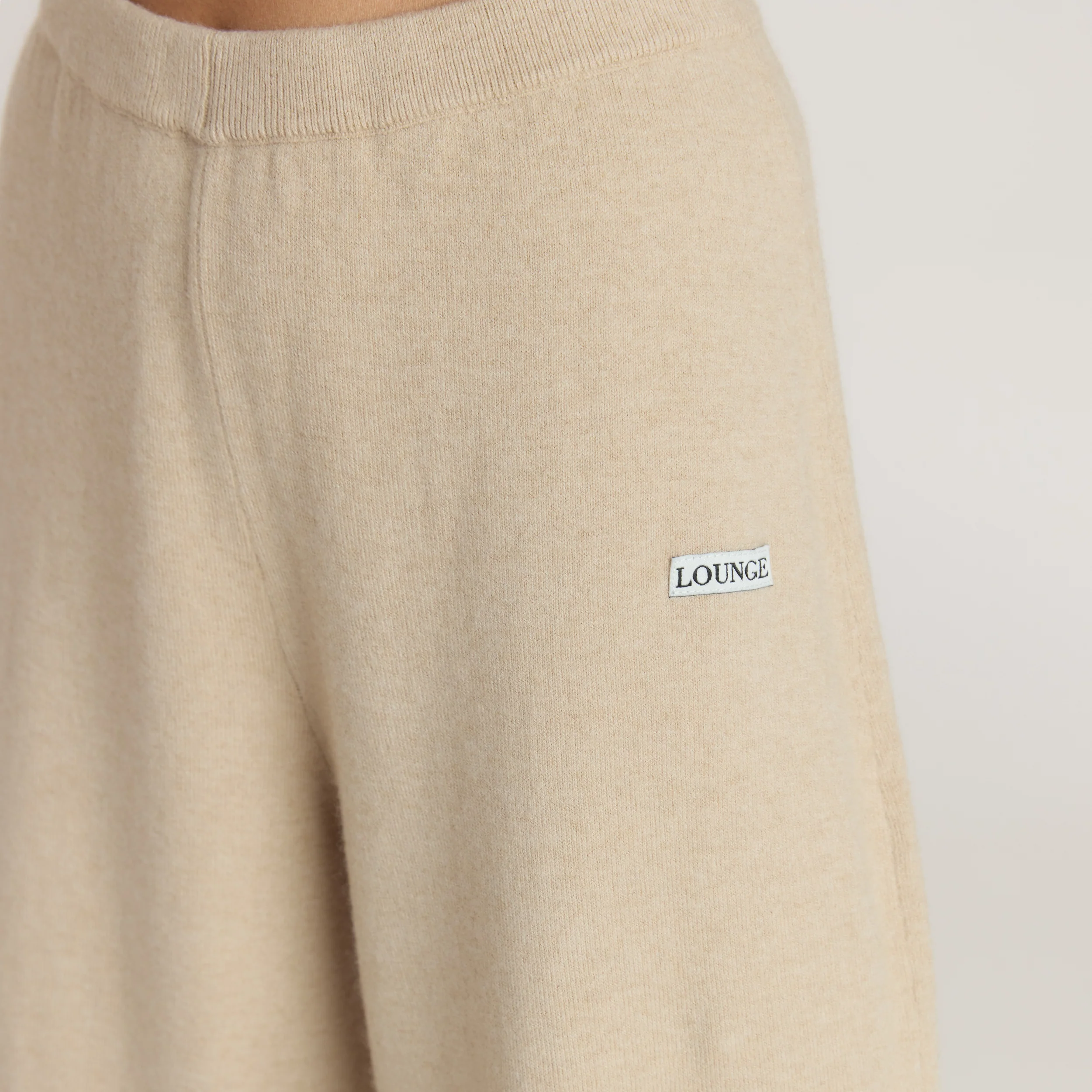 Barrel Leg Knitted Joggers - Oatmeal Marl