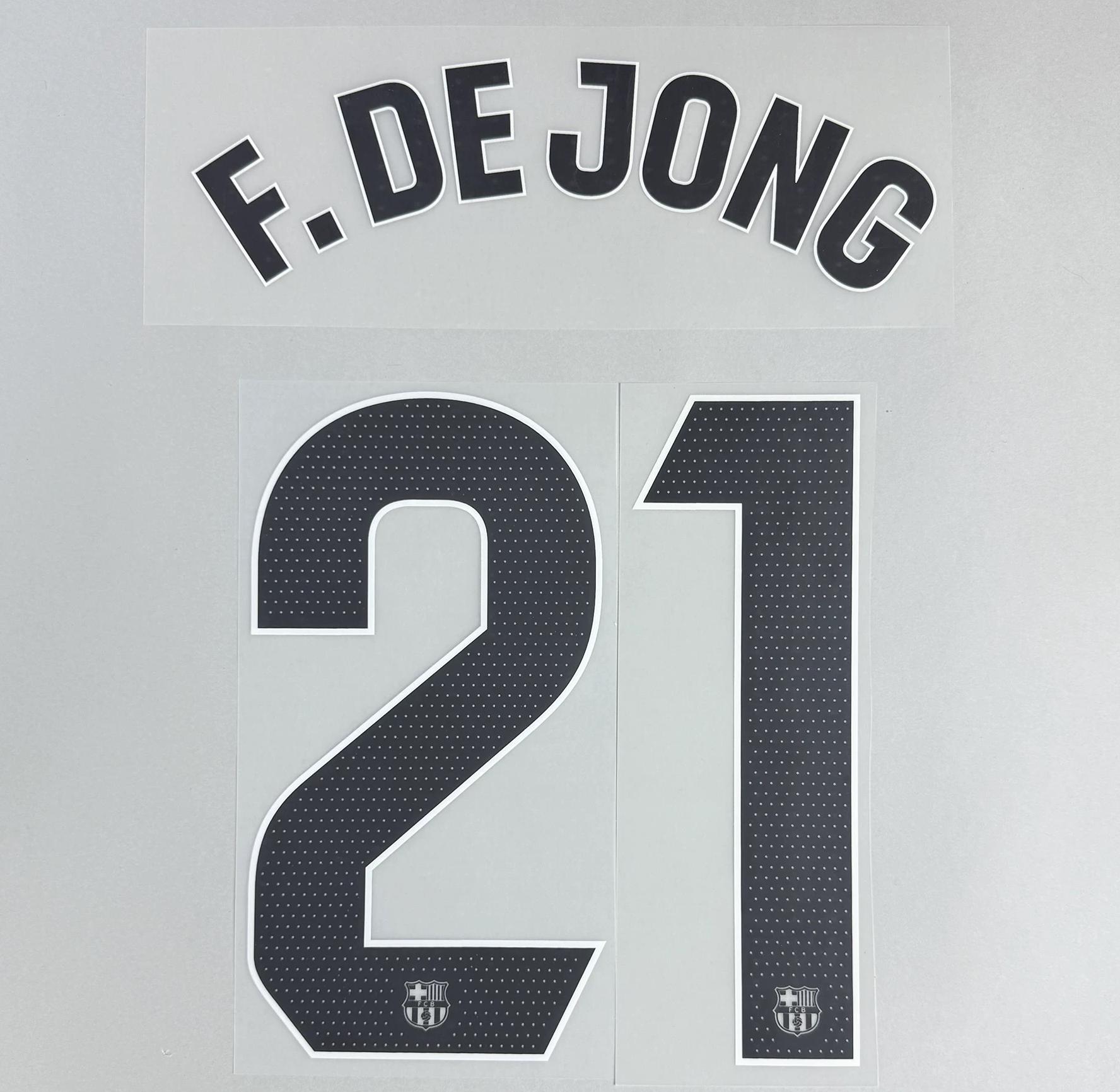 F. DE JONG #21 FC Barcelona 2025-26 Away UCL Football Soccer Name & Number Set