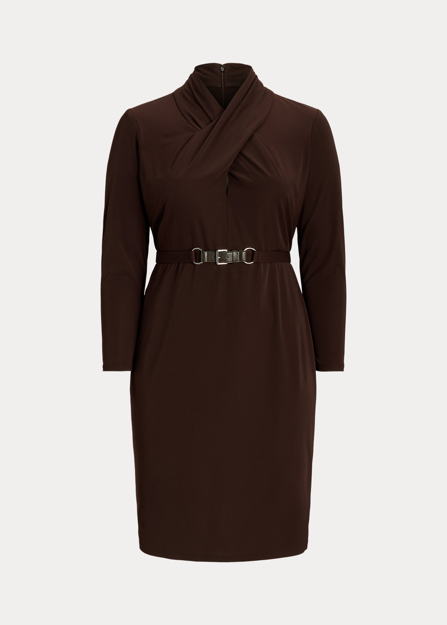 Belted Mockneck Jersey Dress
