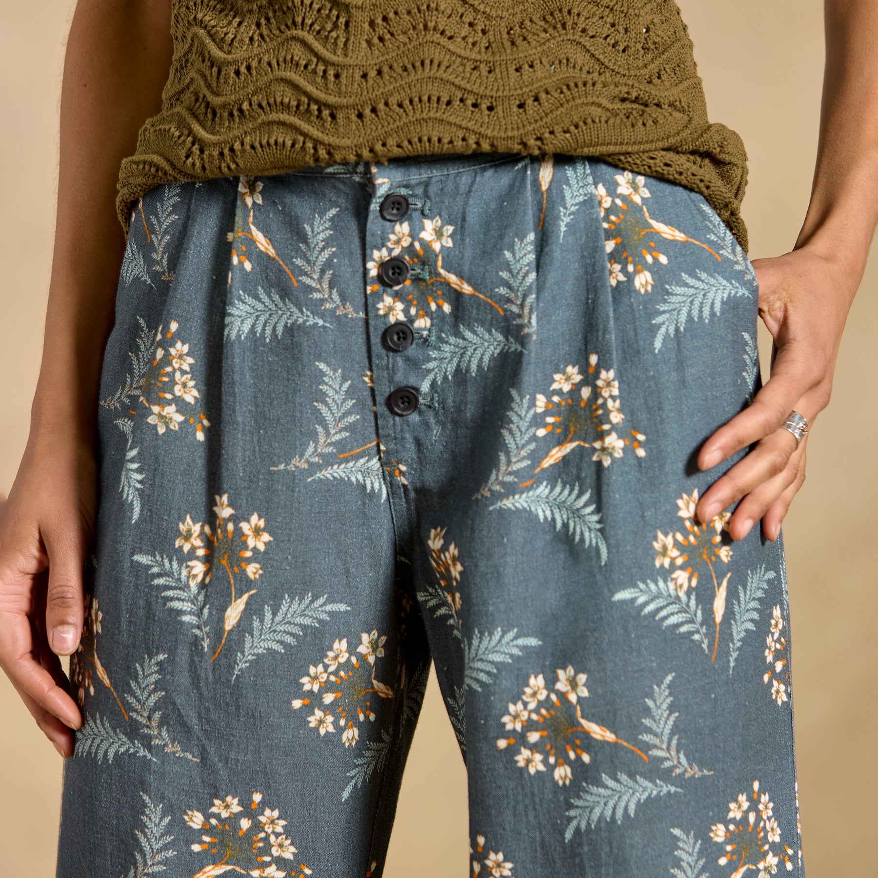 Benicia Pleated Pants, Petite