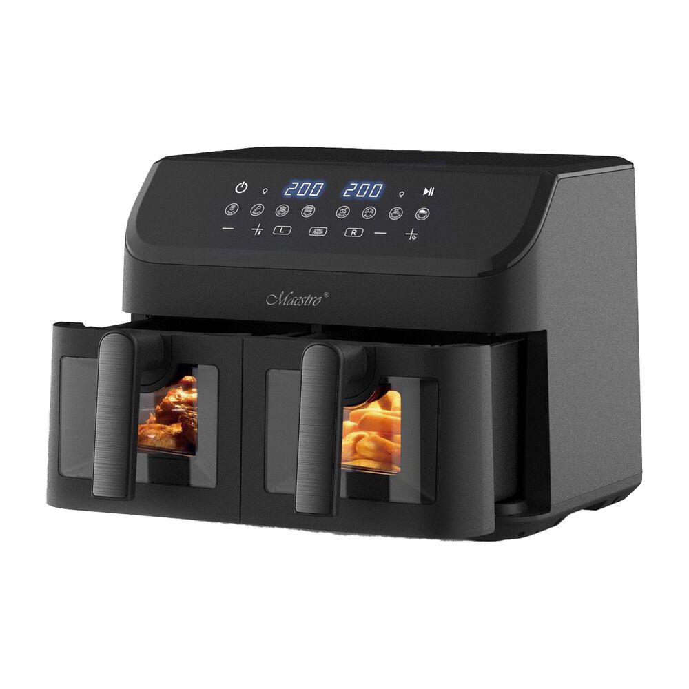 MAESTRO Air Fryer Frytownica beztłuszczowa z okienkiem Maestro MR-758, 2000 W, 2 x 4,5 l, czarna