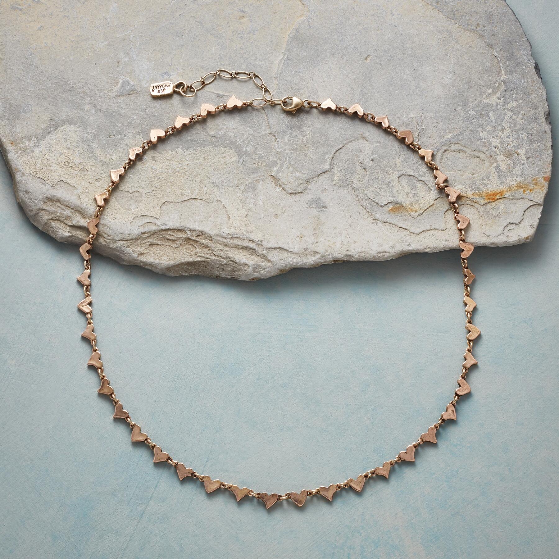 14Kt Rose Chain Of Hearts Necklace