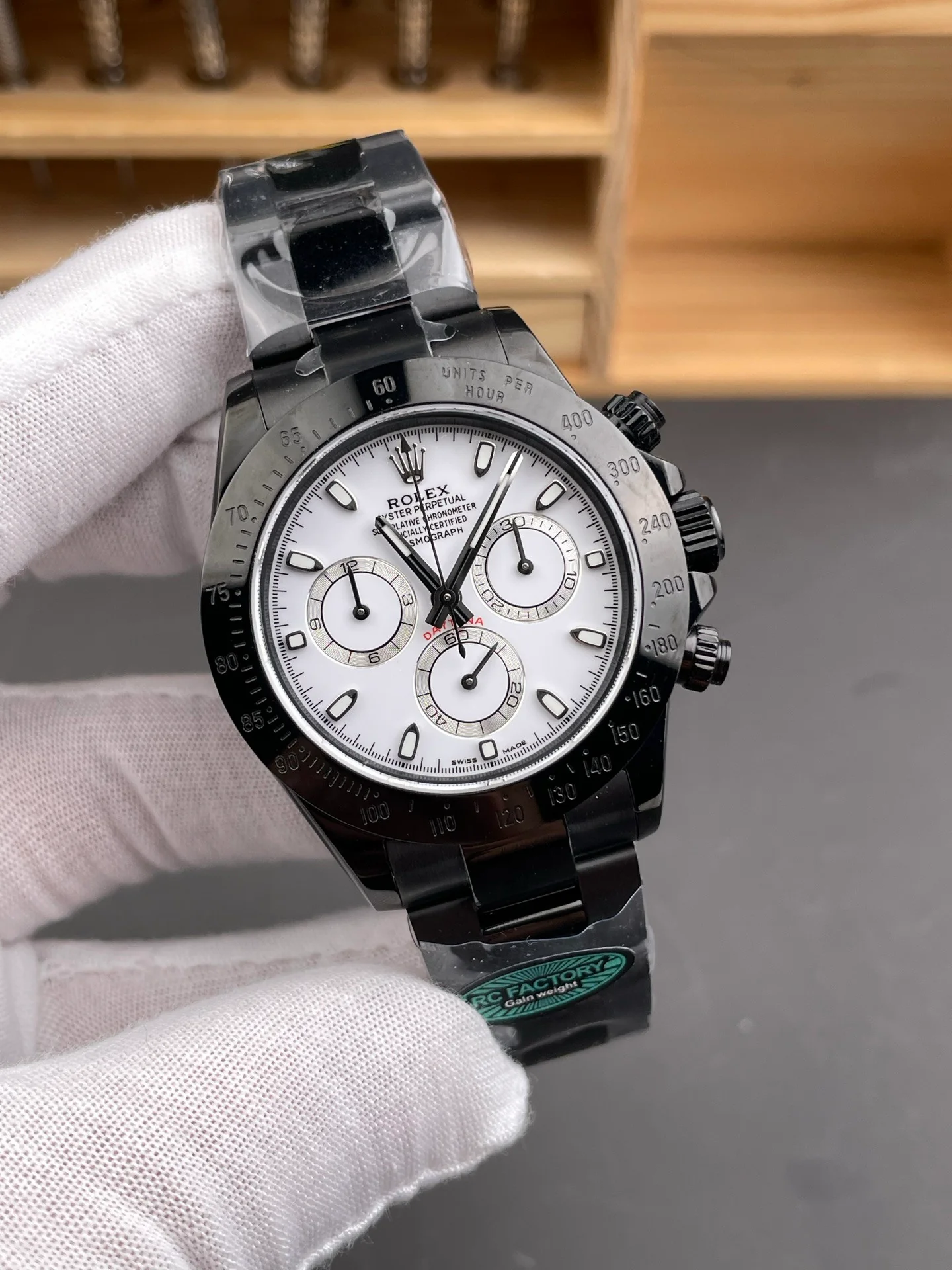 White Dial Black Steel Daytona