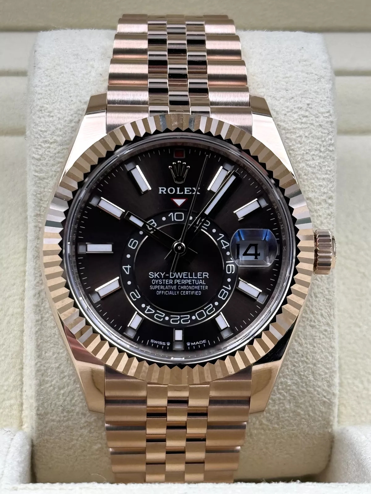 [2026 Mirror Grade]RLX  Sky-Dweller 42mm Rose Gold Rhodium Dial Jubilee - 336935