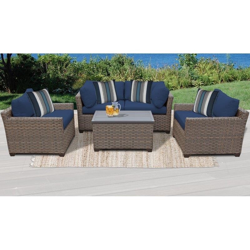 Rochford Wicker/Rattan 4 - Person Seating Group with Cushions