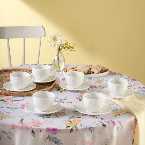 Service à thé Karaca Anna Embossed pour 6 personnes, 220 ml