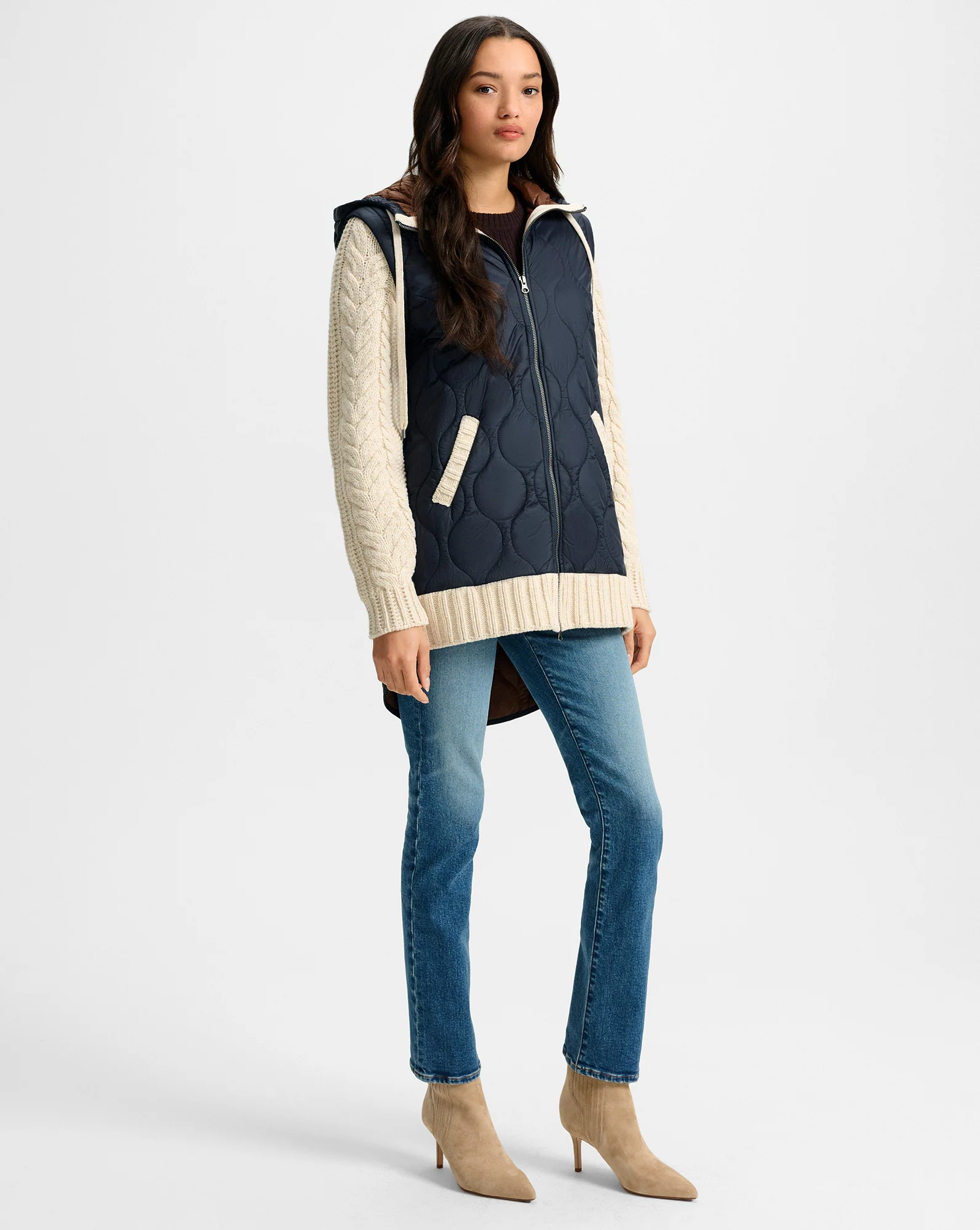 Barrows Knit-Sleeve Quilted Jacket