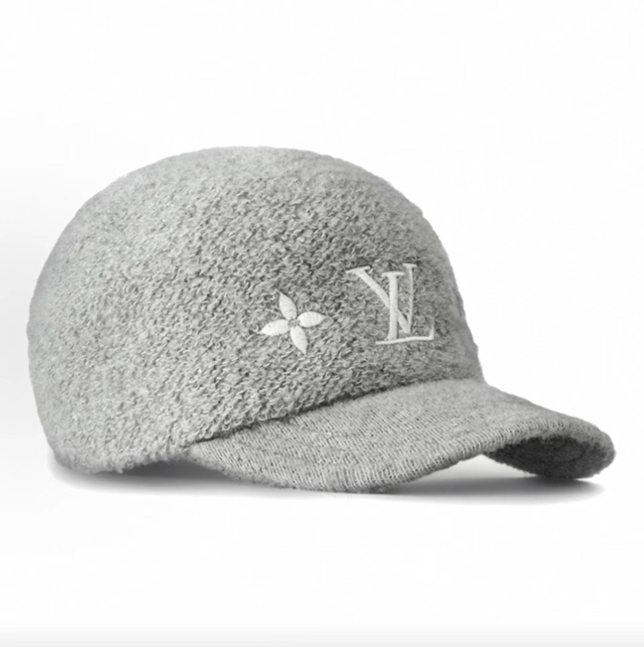 Louis Vuitton Grey Terry Cloth LV and Monogram Flower Embroidery Baseball Cap