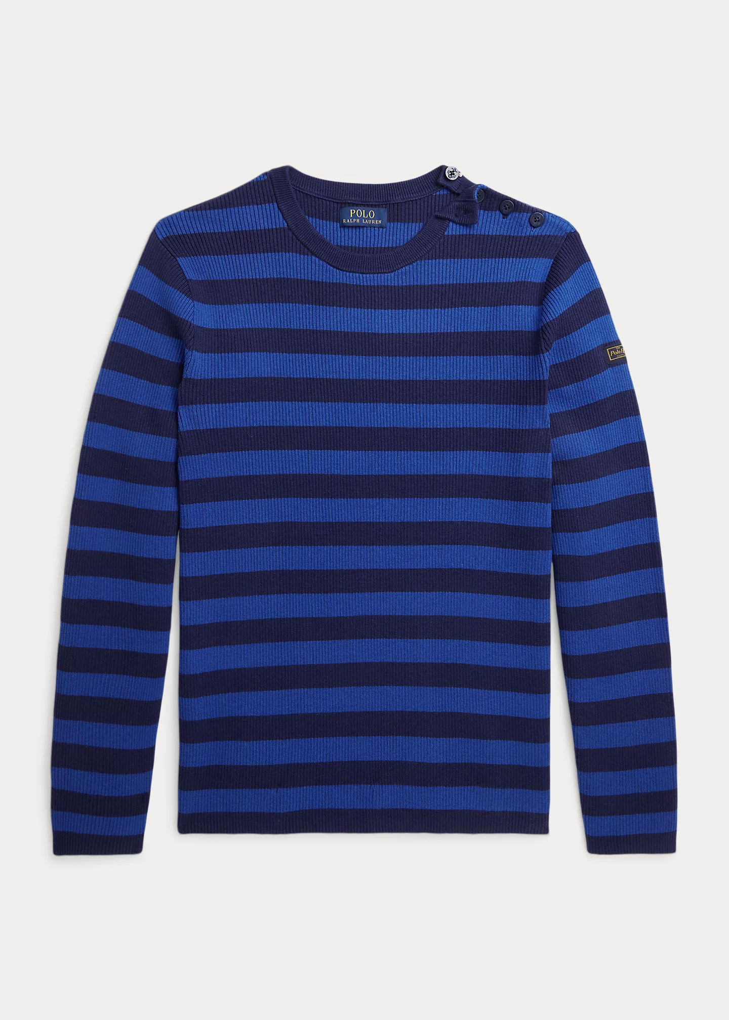 Striped Rib-Knit Cotton-Cashmere Sweater