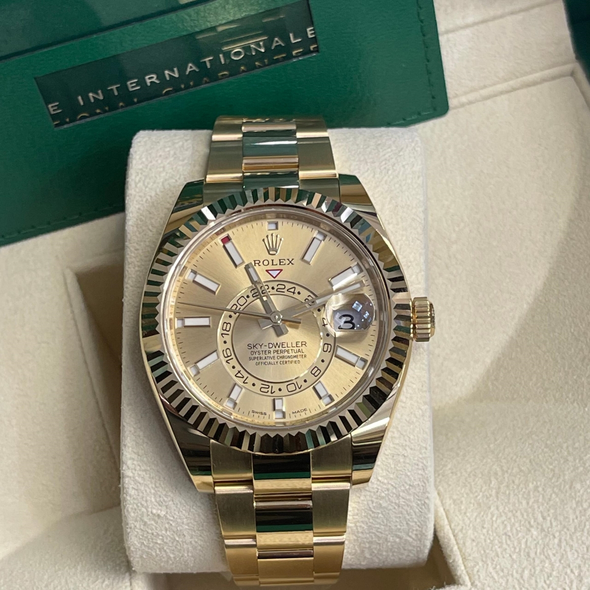 [2026 Mirror Grade]RLX  Sky-Dweller 42mm Yellow Gold Champagne Dial Jubilee - 336938