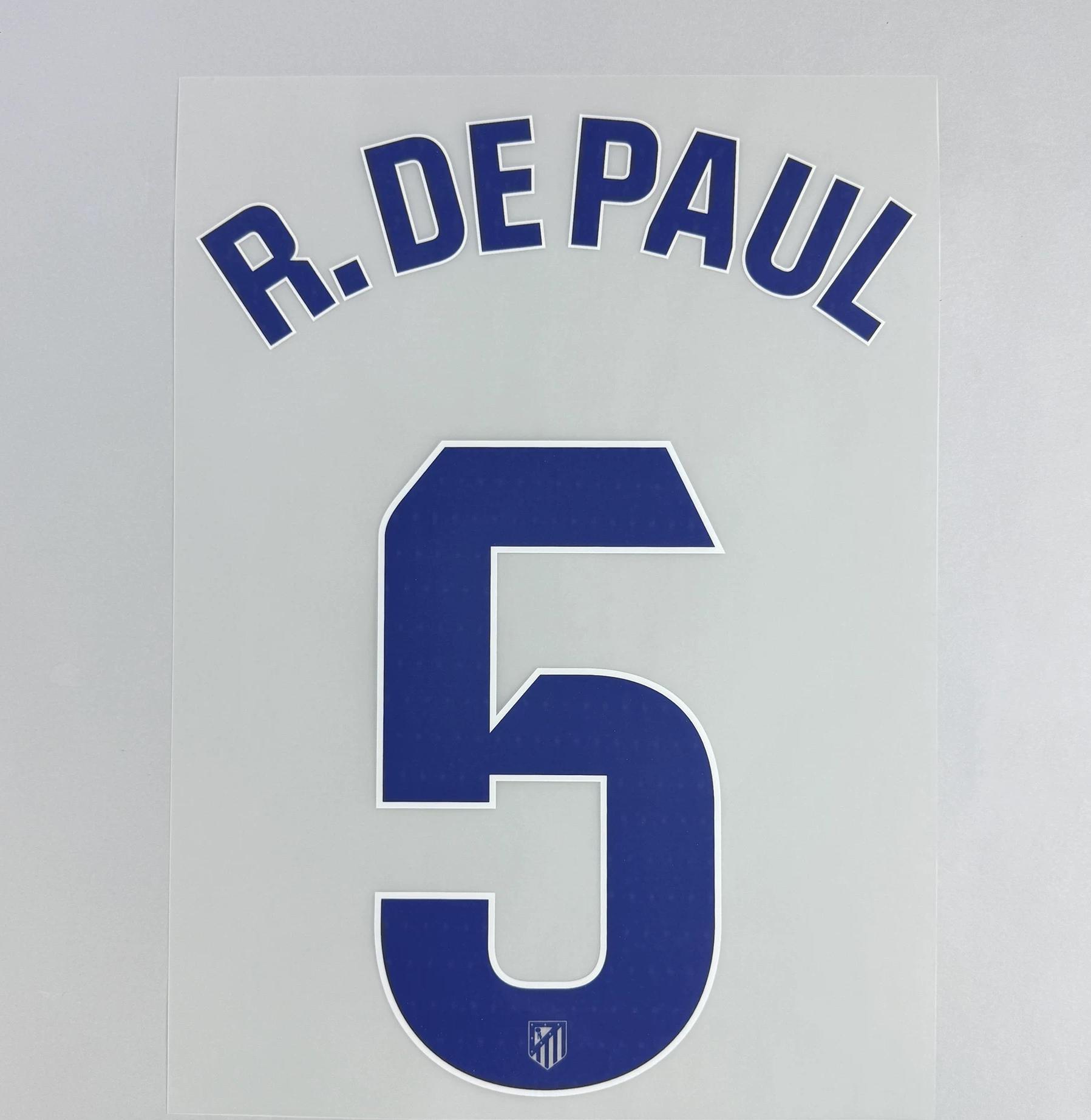 R.DE PAUL #5 Atletico Madrid 2025-26 Home La Liga Football Soccer Name & Number Set