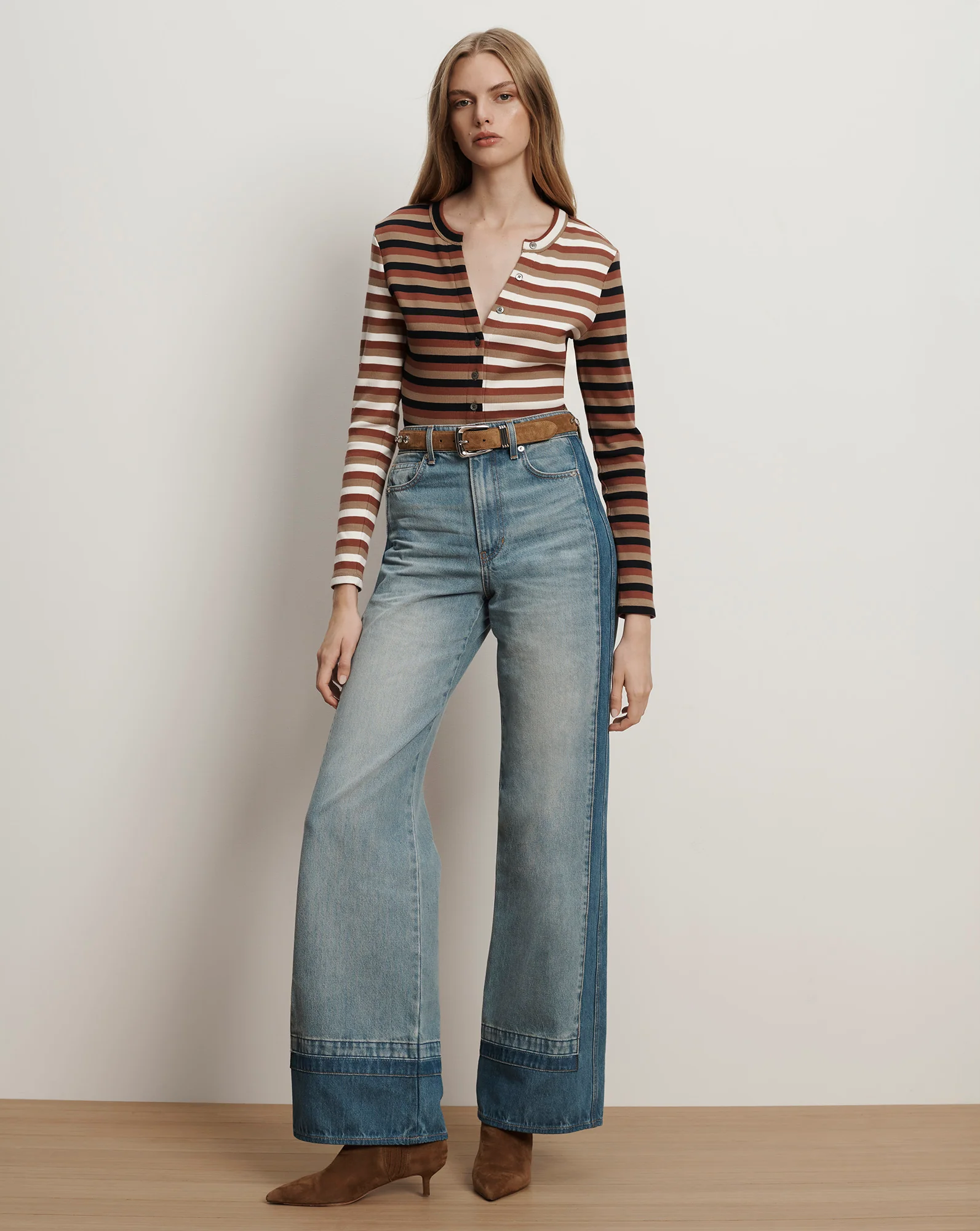 Dilia Striped Button-Down T-Shirt
