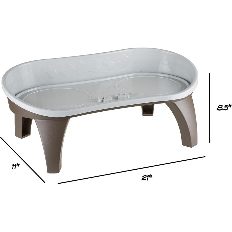 Elevated Pet Feeding Tray - 21″ x 11″ x 8.5″ Raised Dog Bowl Stand