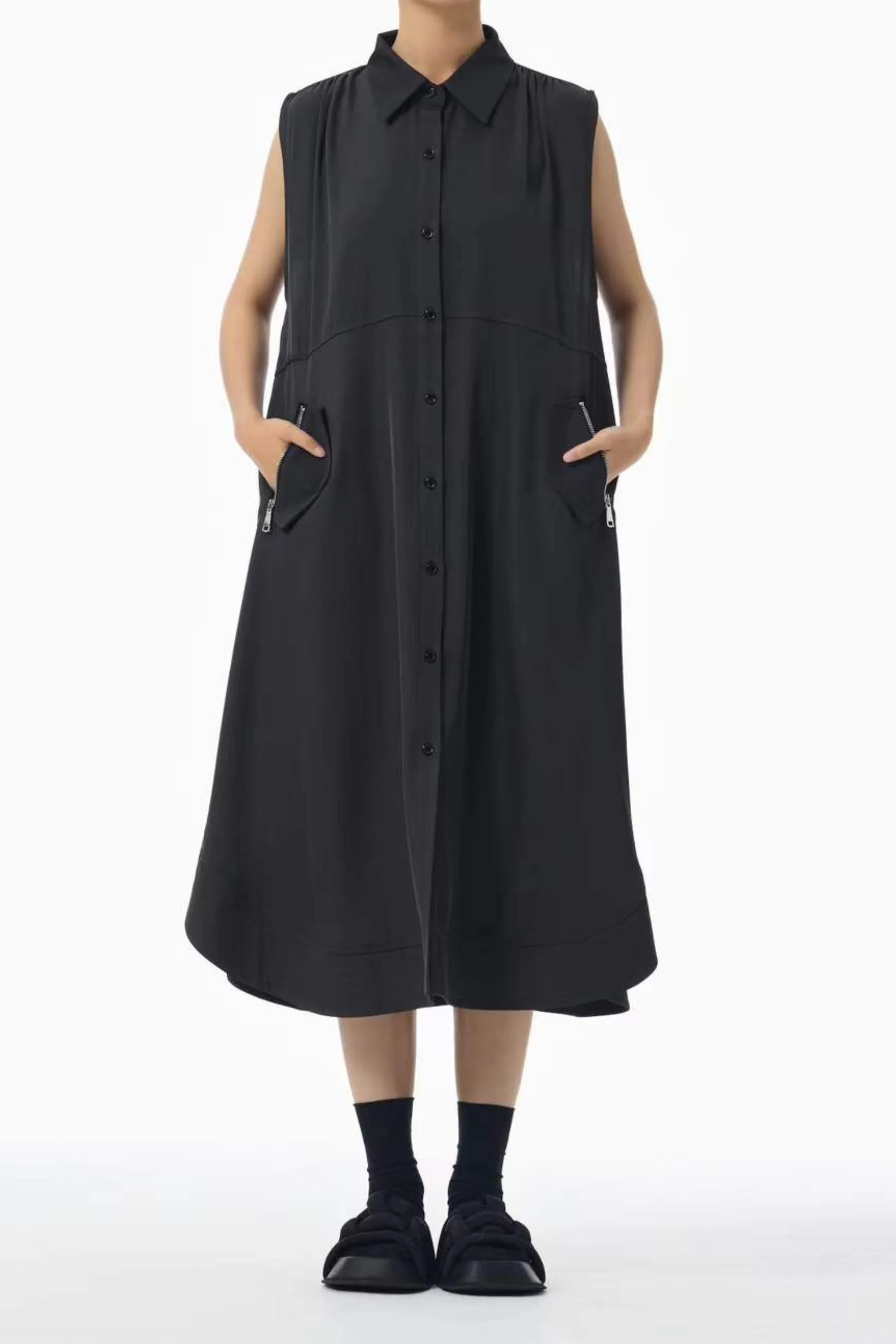 Stone Grey Button-down Dress