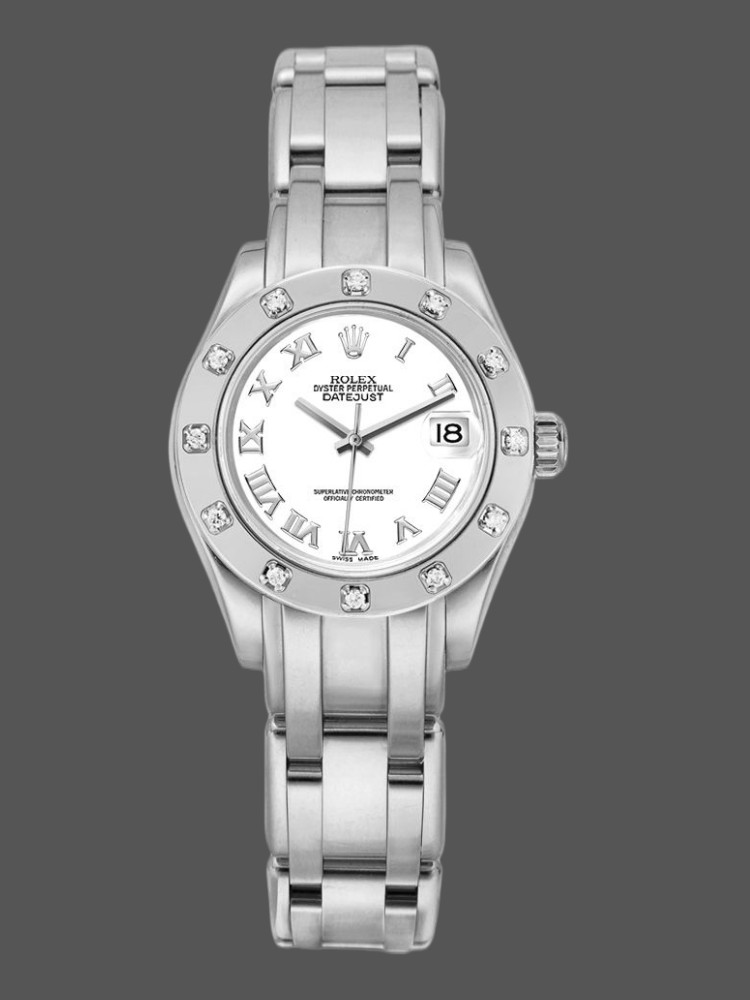 [2026 Mirror Grade]Rolex Pearlmaster 80319 White Roman Dial 29MM Lady Replica Watch