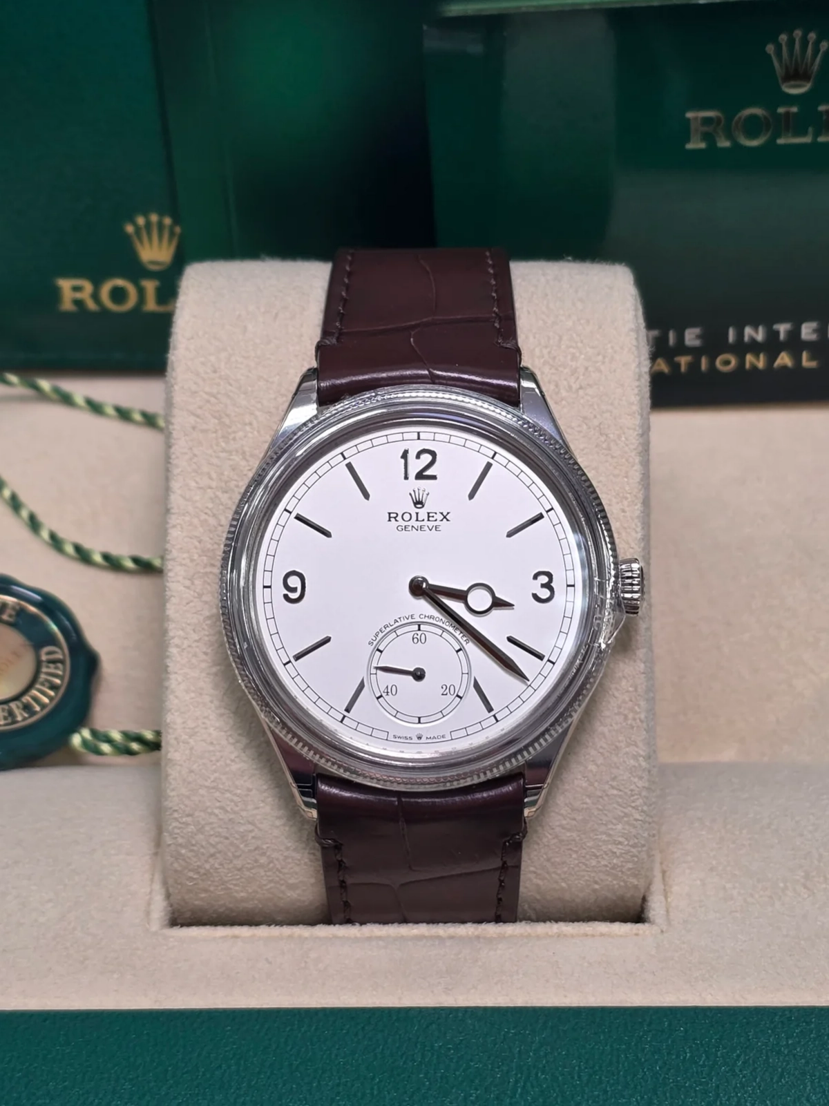 [2026 Mirror Grade]Rolex 1908 White Gold White Dial Brown Alligator Strap - 52509-0006