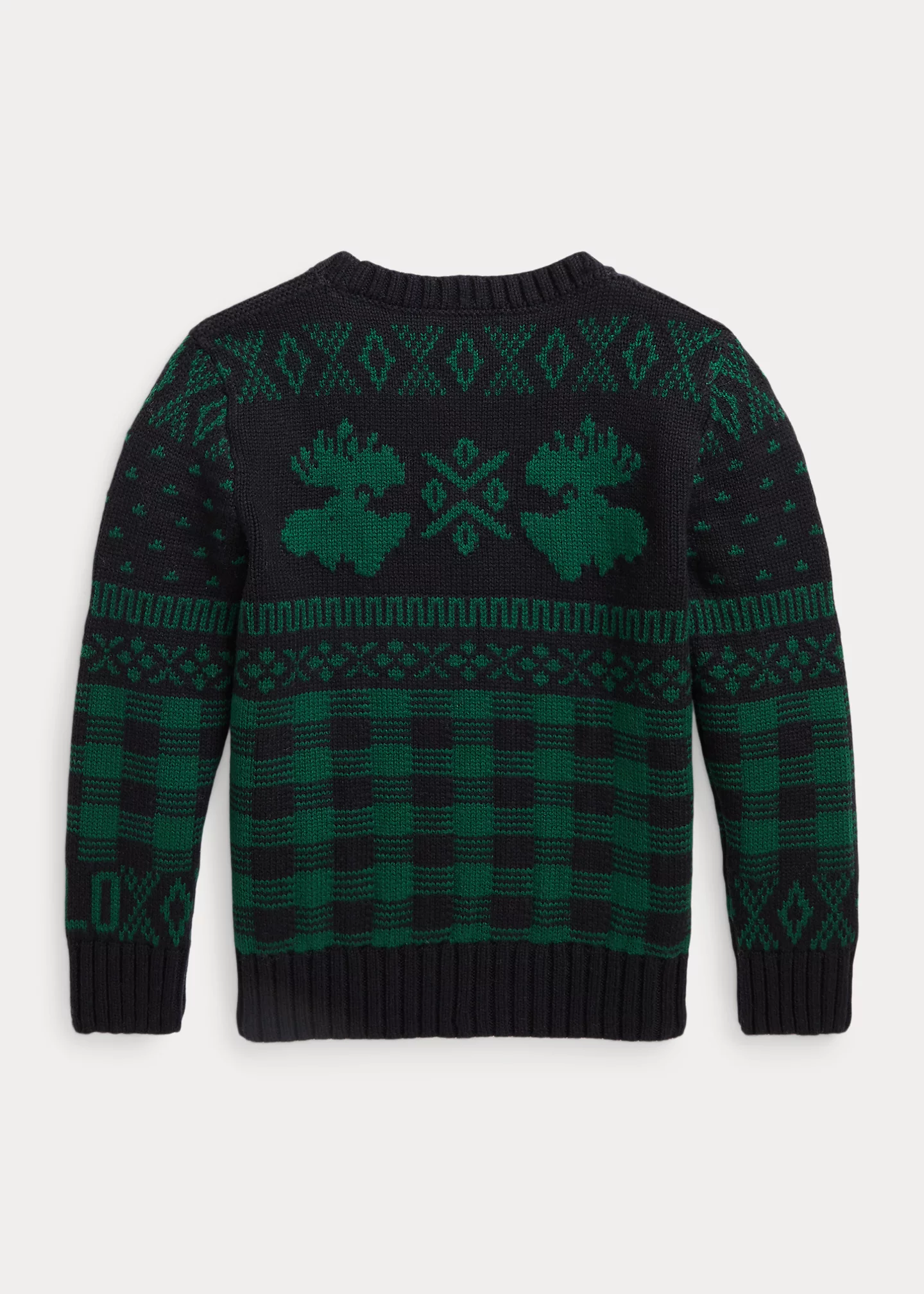 Moose-Plaid Cotton-Blend Sweater