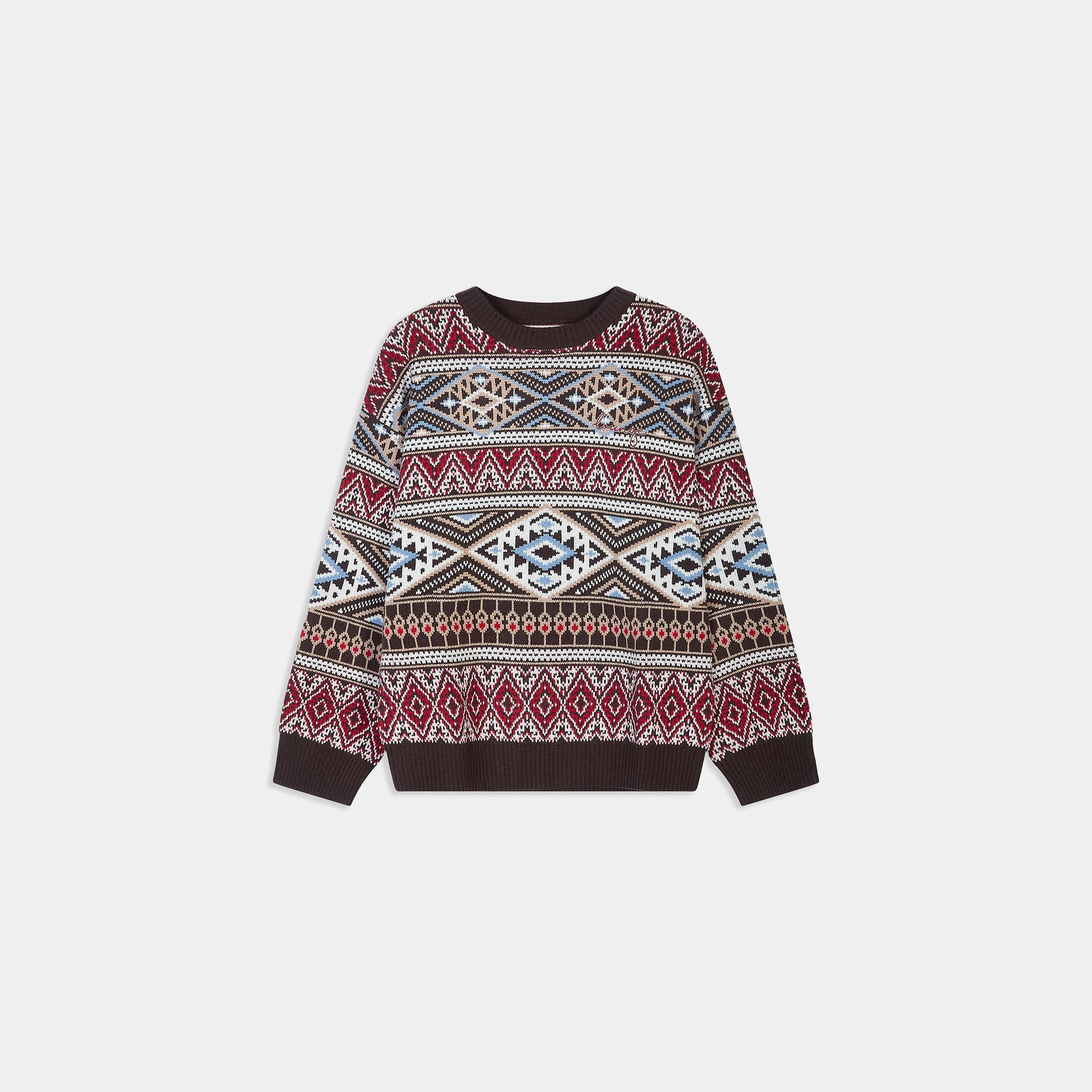 Fairisle Knitted Jumper - Brown/Red