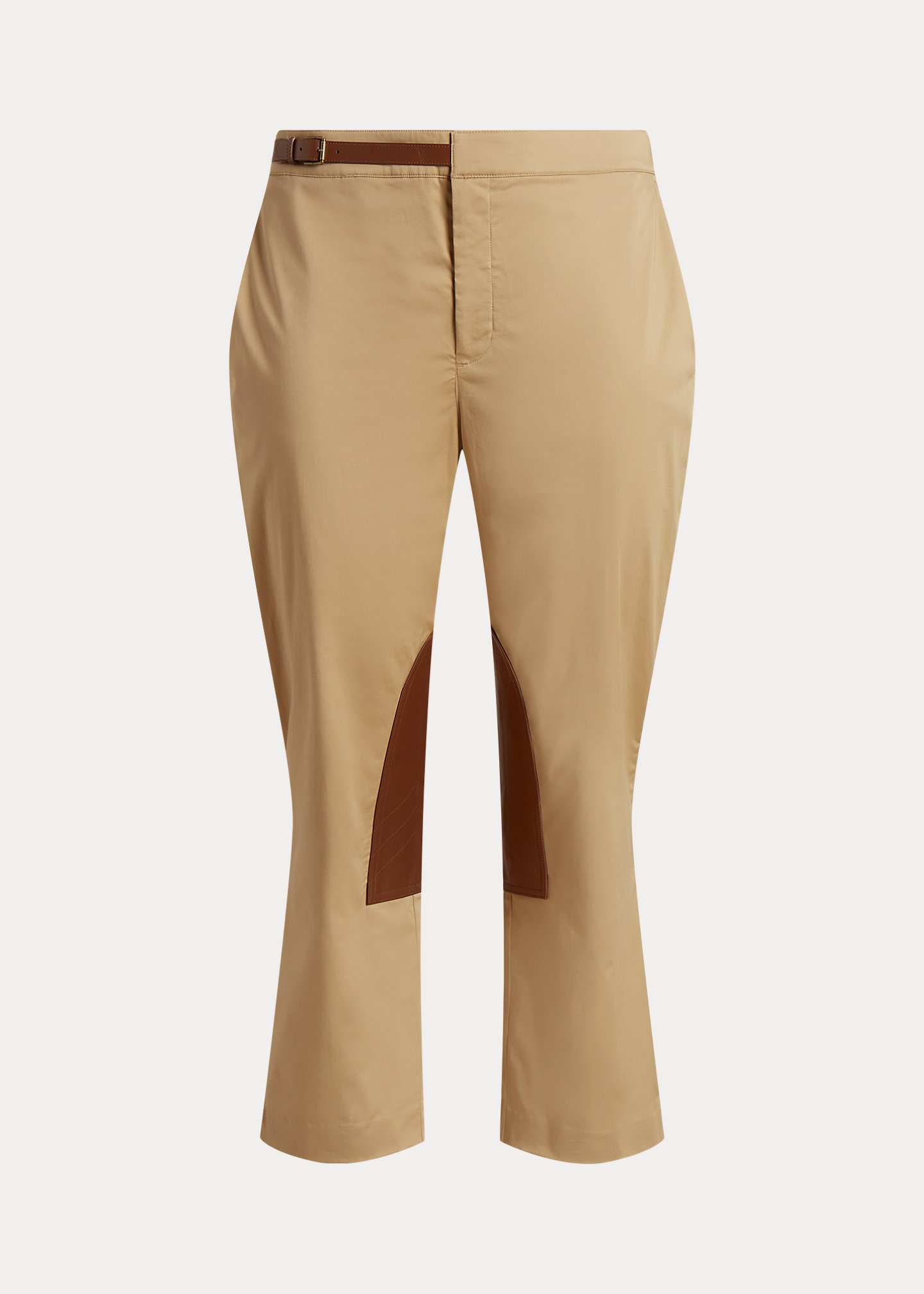 Leather-Trim Stretch Sateen Jodhpur Pant