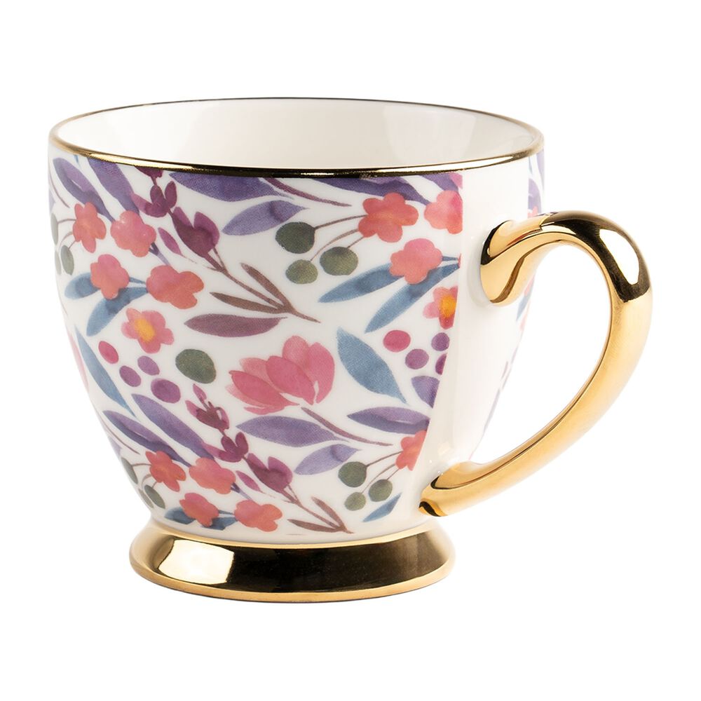 ALLIVIOKubek porcelanowy Allivio, 440 ml, z kwiatowym wzorem, biały