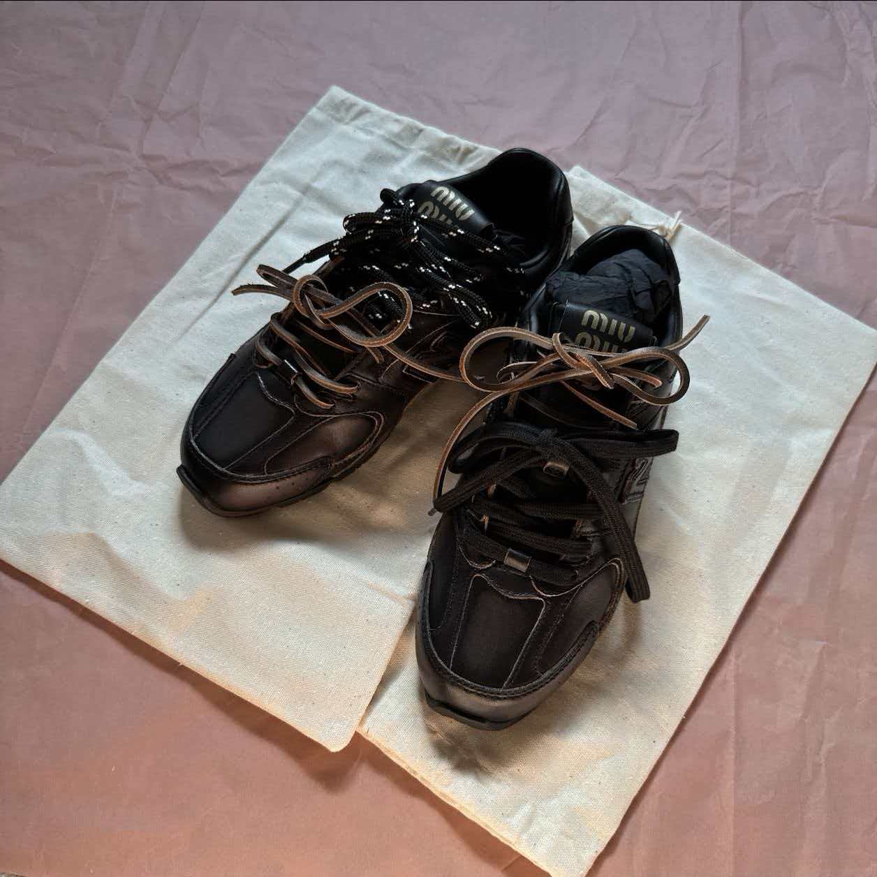 New Balance × Miu Miu 530 SL Leather Sneakers