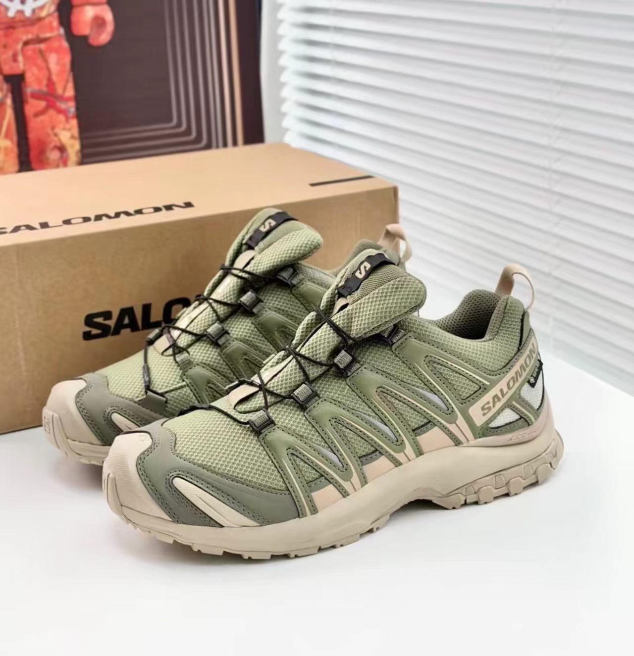 Salomon XA Pro 3D Olive Beige Gore-Tex Mesh Hiking Shoes
