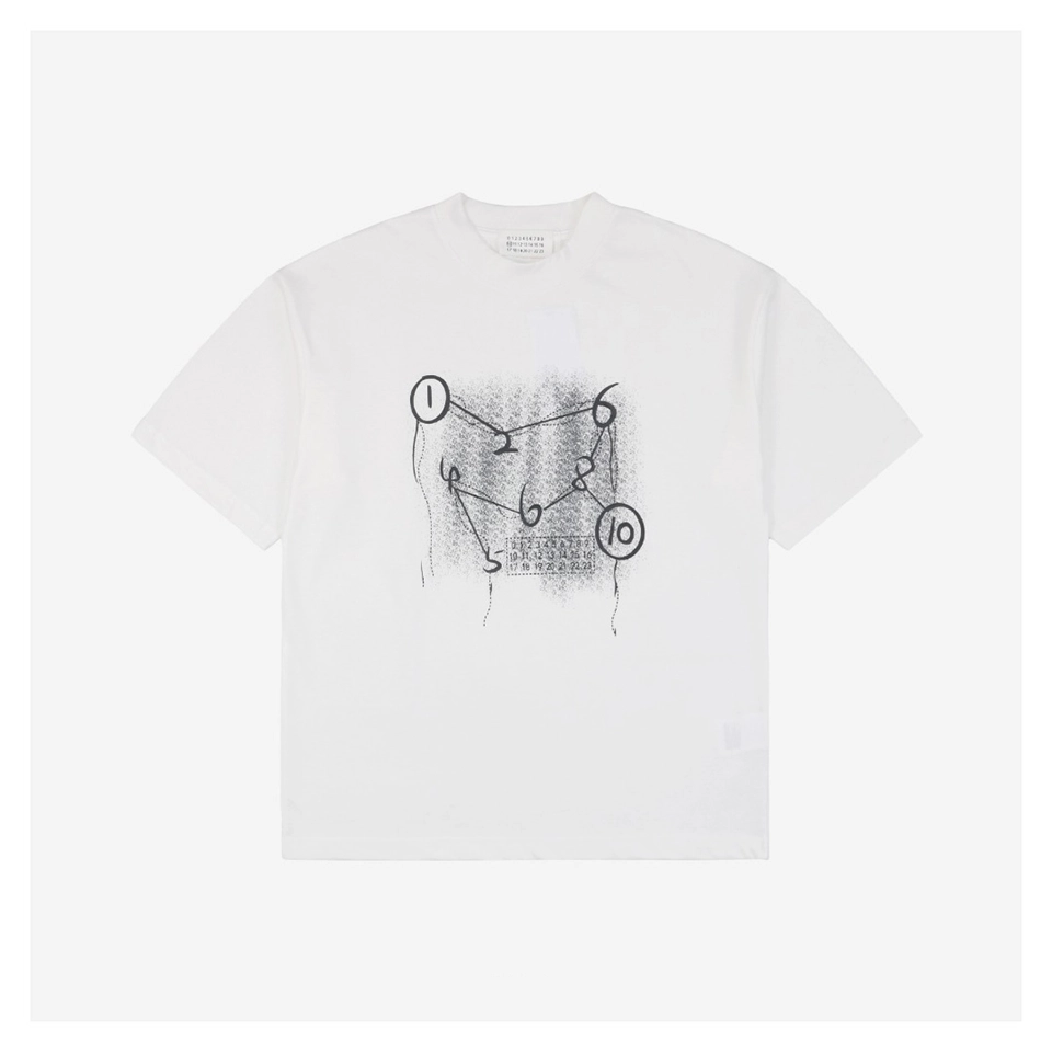 Maison Margiela Graffiti Number-Connect Print T-Shirt (Black/White)