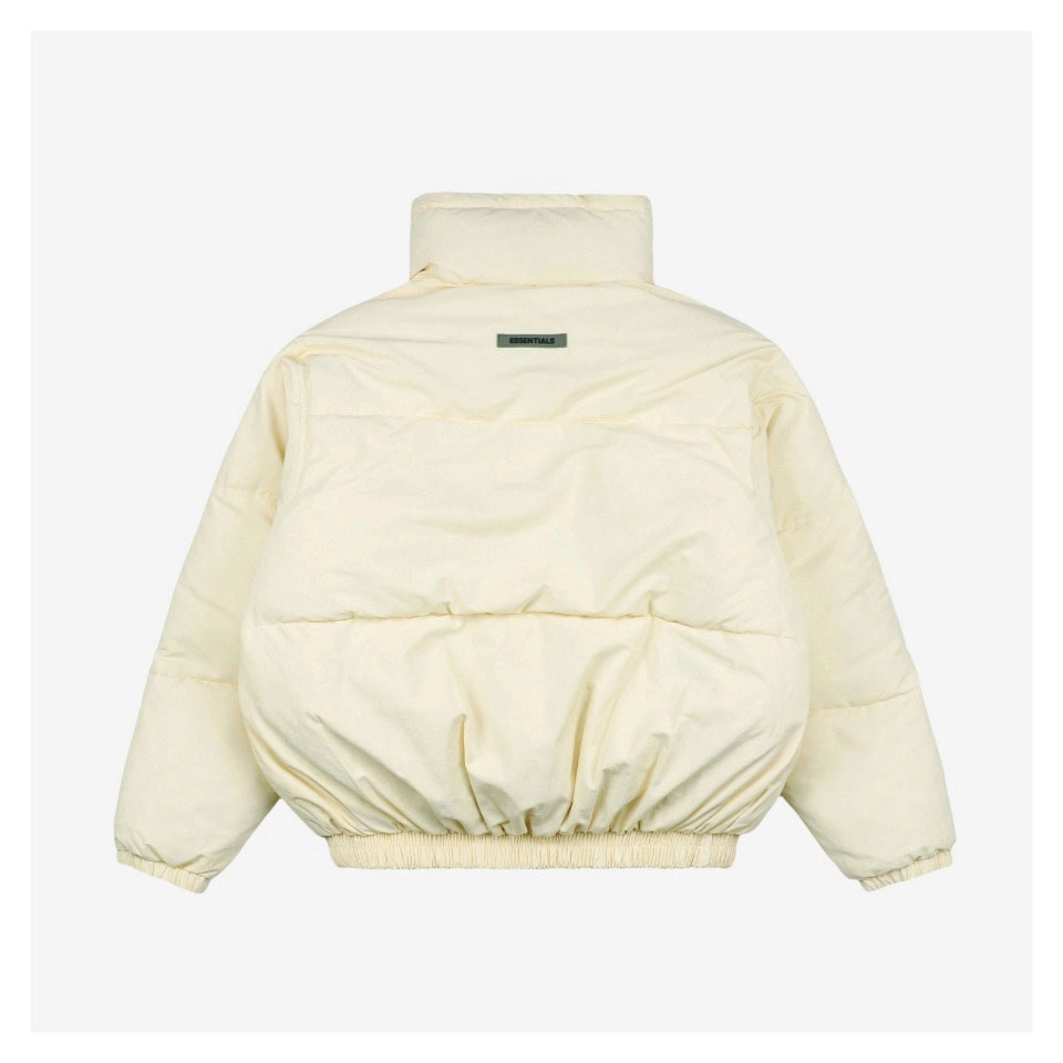 Essentials Double-Stitch Stand Collar Puffer Jacket White