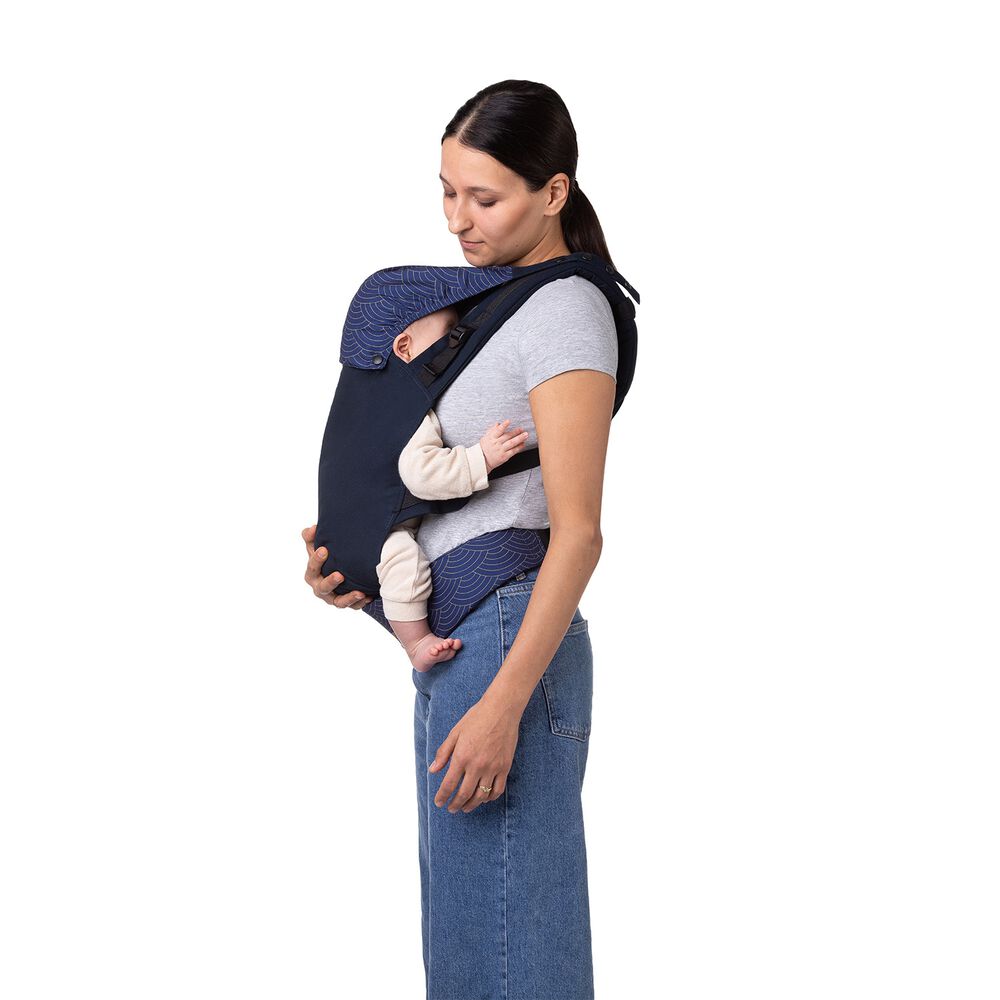 MOMI Nosidło ergonomiczne MoMi Collet z kapturem, 2 pozycje noszenia, granatowe