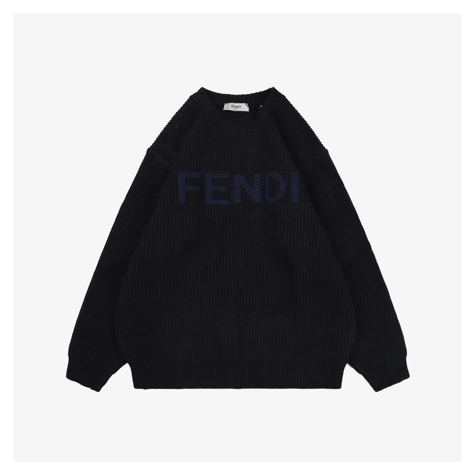 FD Logo Crewneck Knit Sweater (Beige/Black)