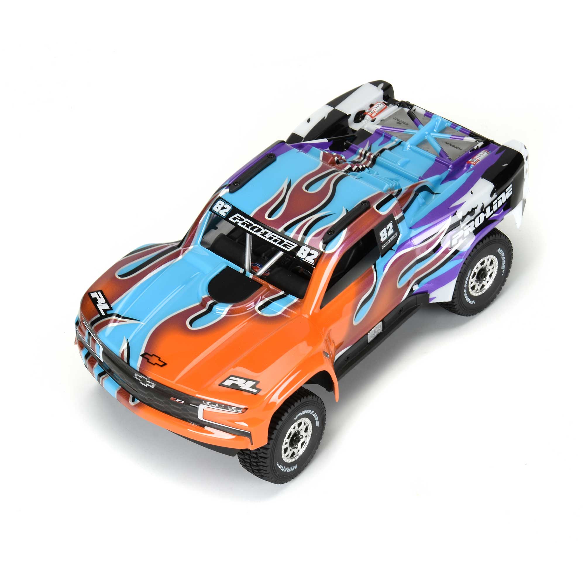 1/16 Limited Edition 2019 Chevy Silverado Trophy Truck Body for ARRMA MOJAVE GROM, Fire and Ice (Pink/Aqua)