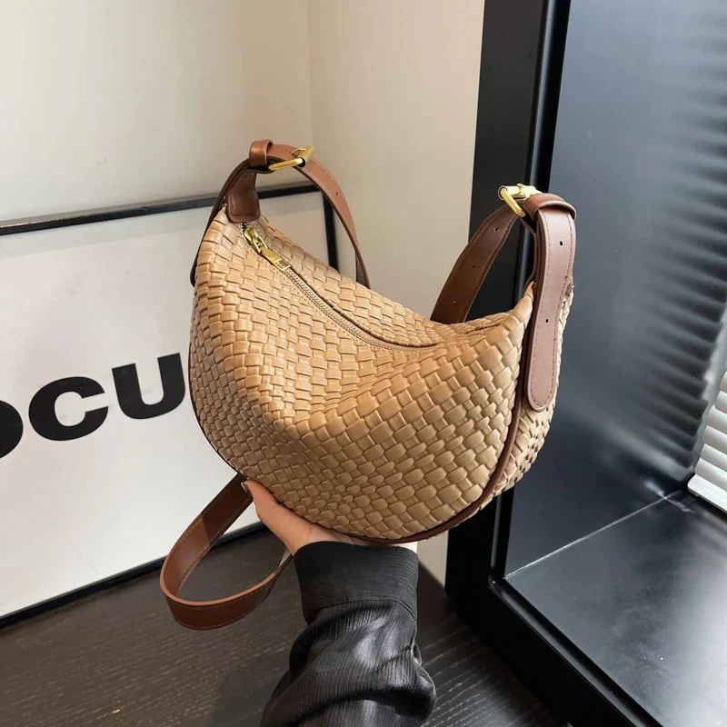Woven Half Moon Bag