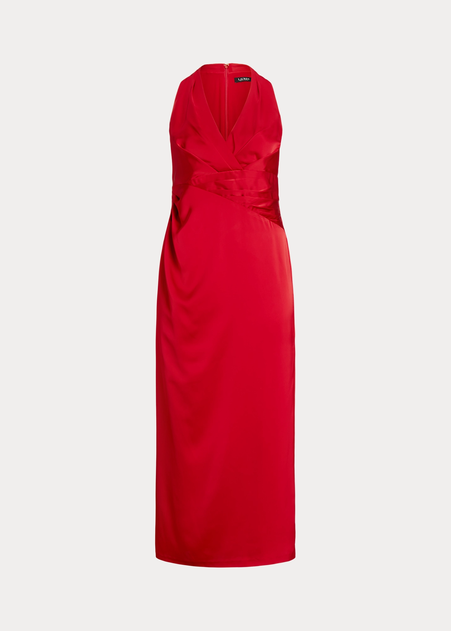 Pleated Satin Charmeuse Halter Gown