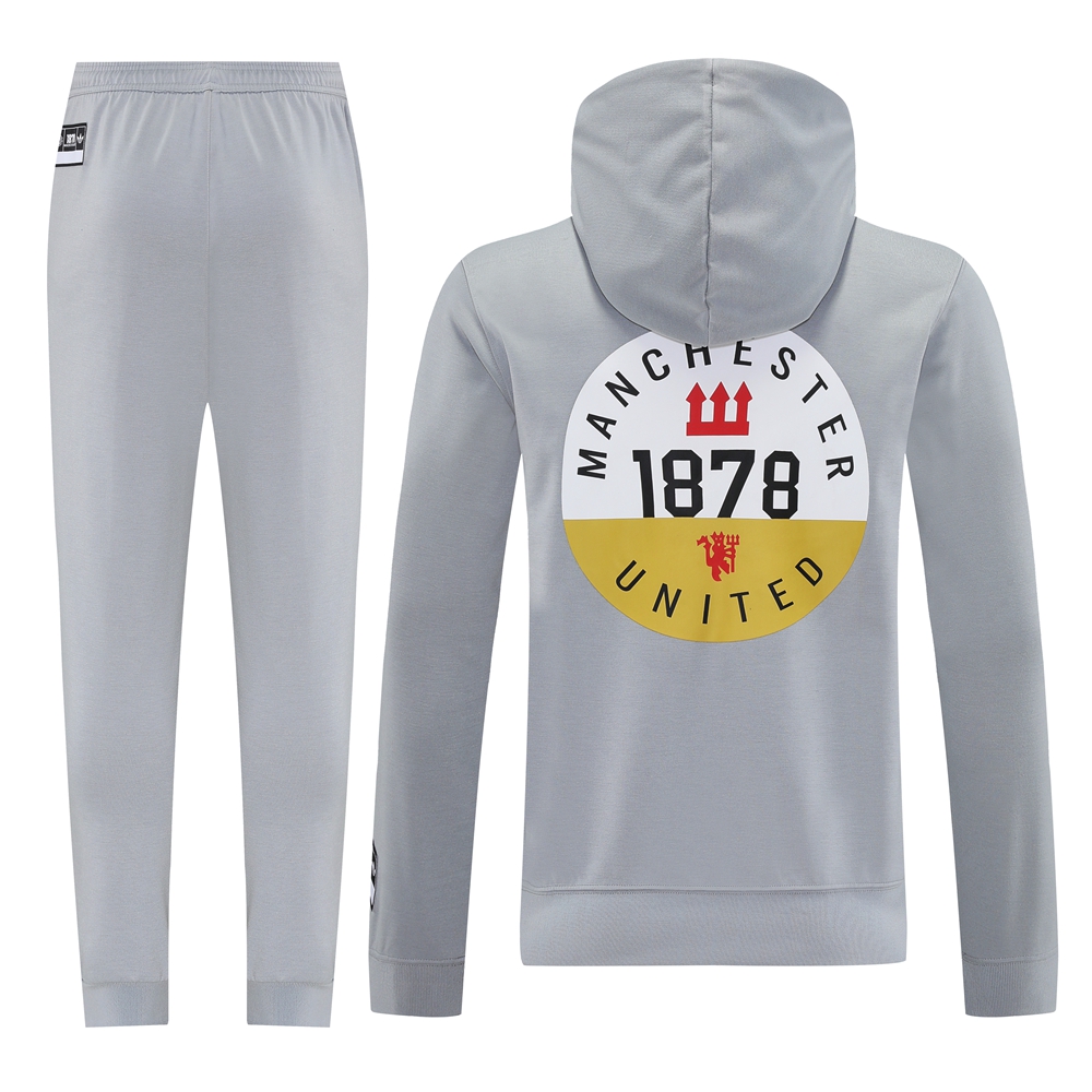 Manchester United Hoodie Training Kit (Sweatshirt+Pants) Grey 2025/26