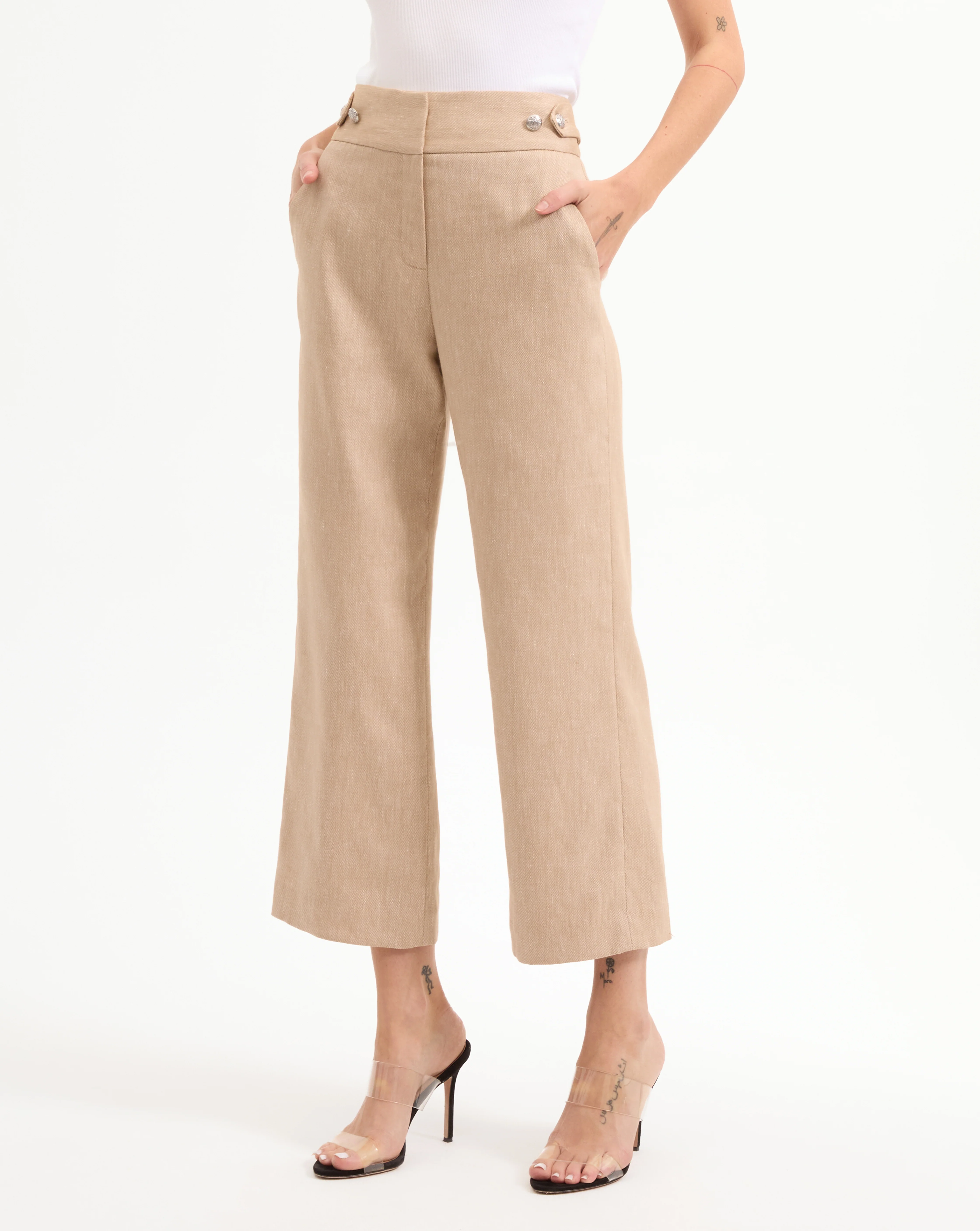 Aubrie Cropped Wide-Leg Pant