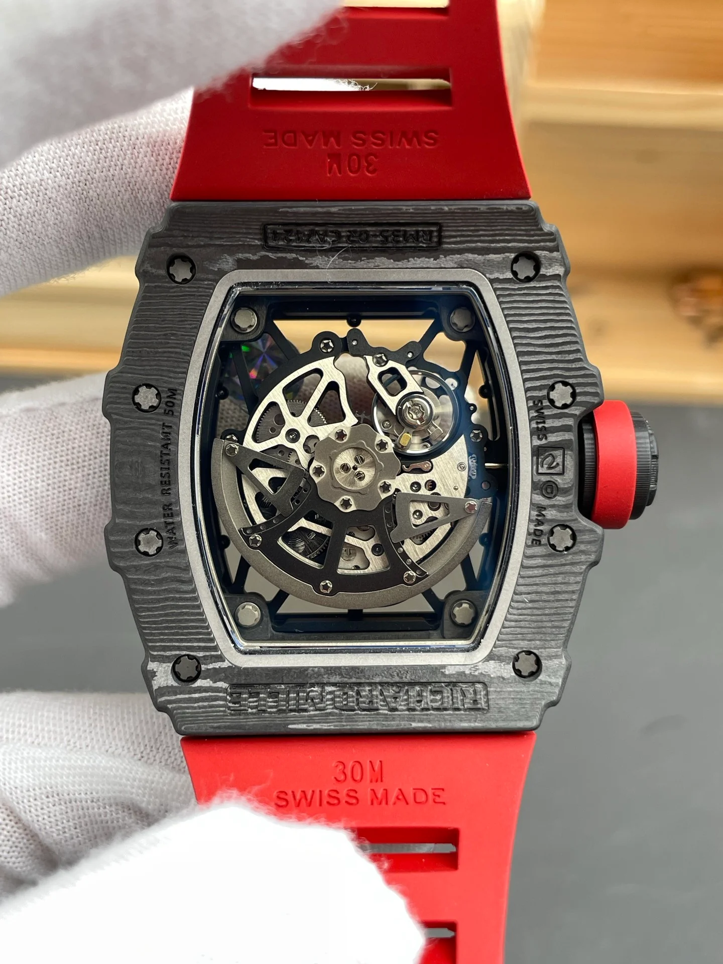 RM35-02 Carbon Fiber Red Bezel