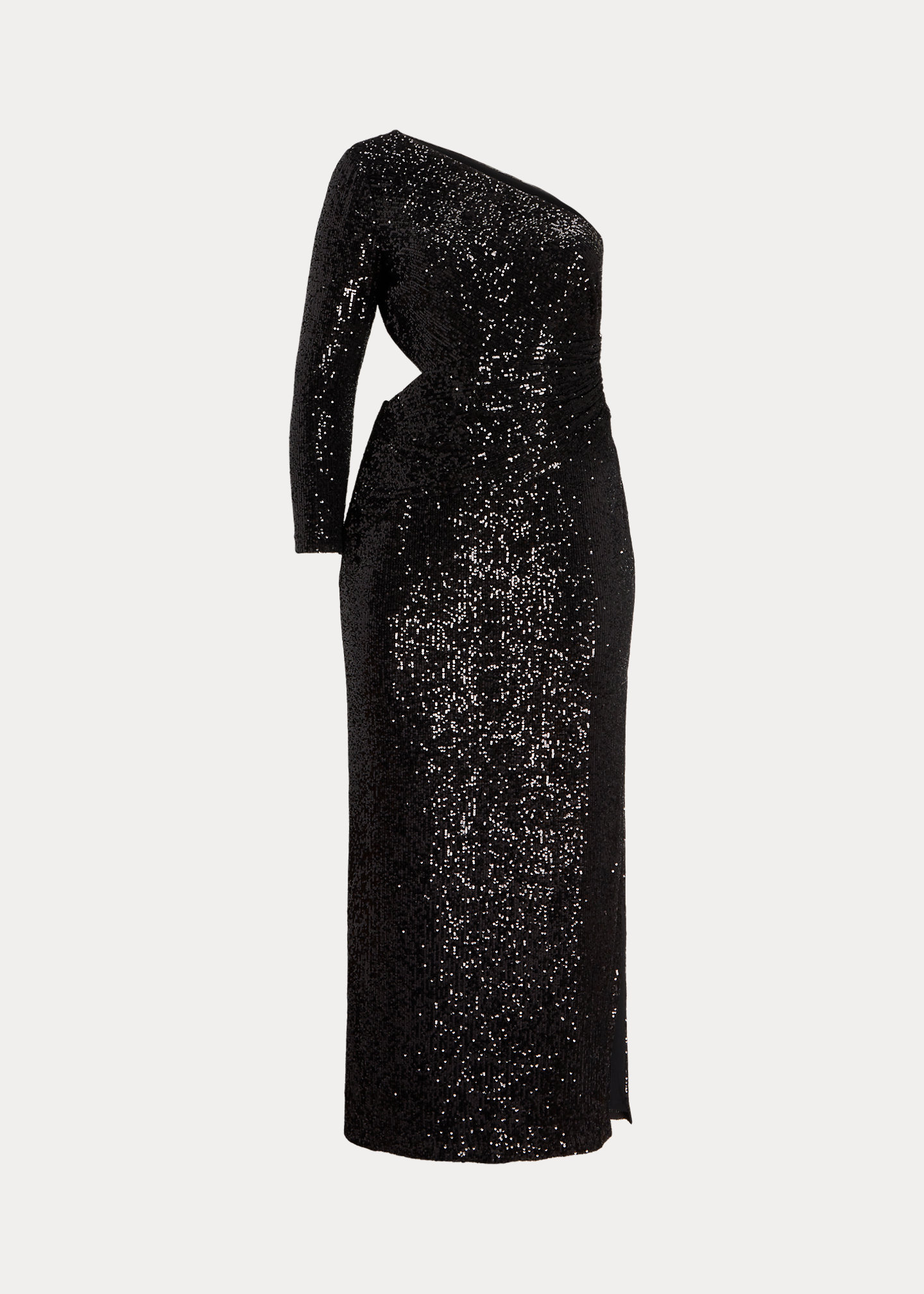Sequined One-Shoulder Gown
