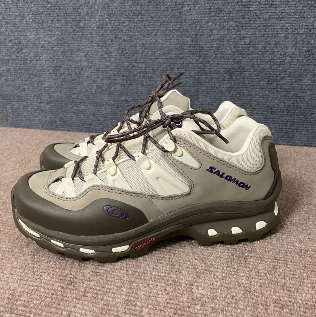 Salomon XA Pro 3D Grey Purple Nubuck Hiking Shoes
