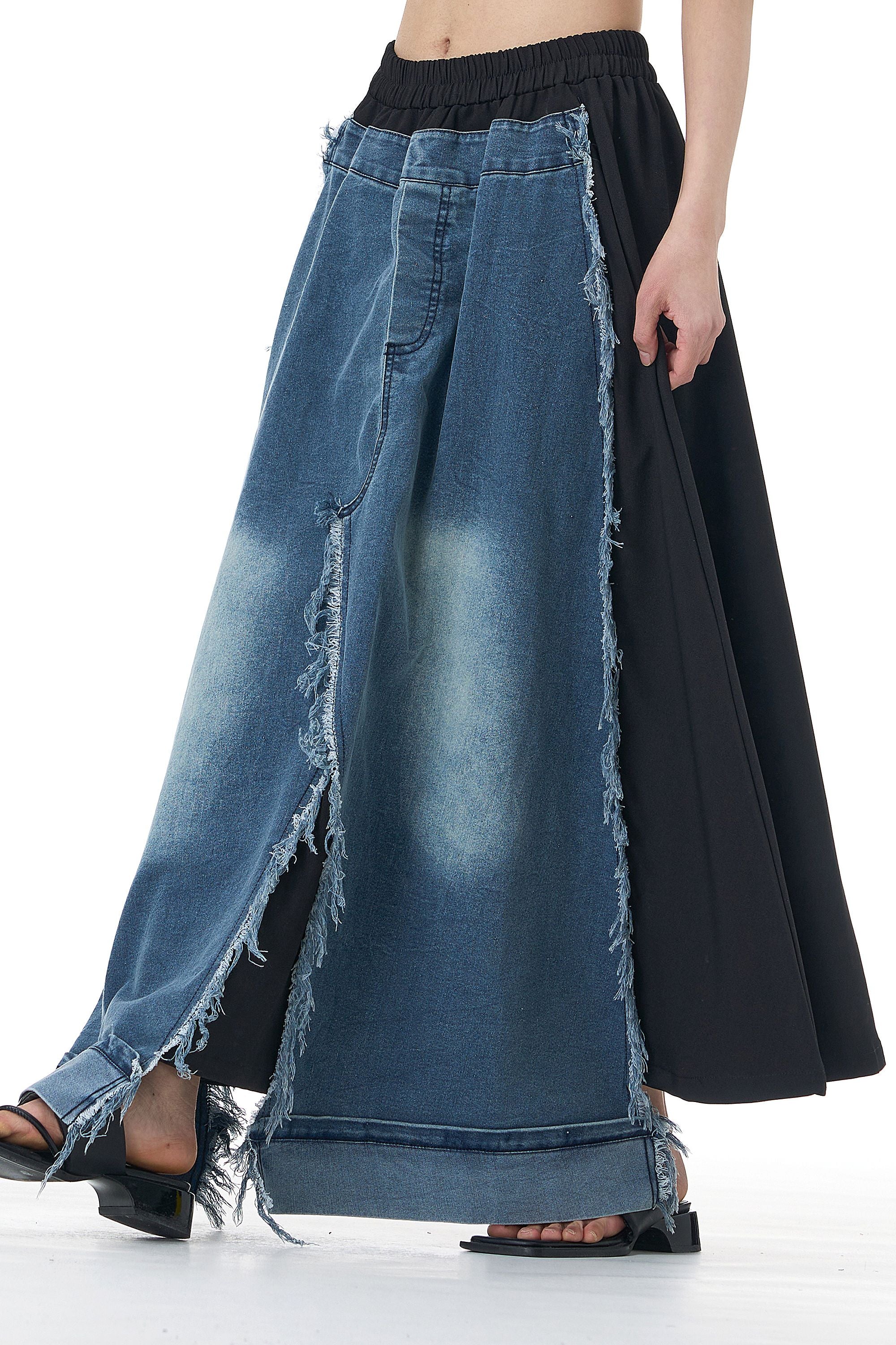Faded Denim Twin Fabric Skirt