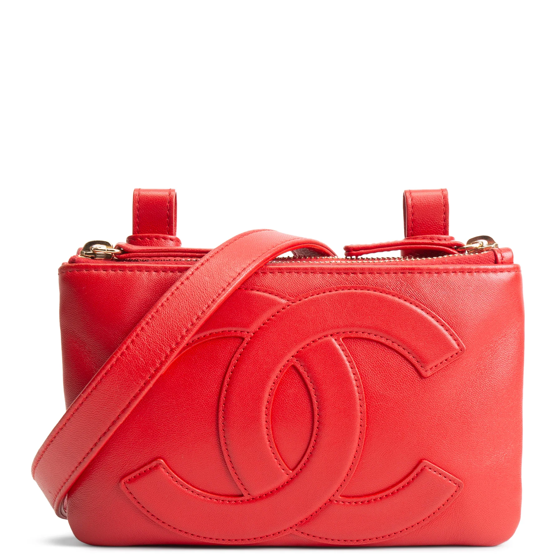 CHANEL CC Mania Double Waist Bag - Red