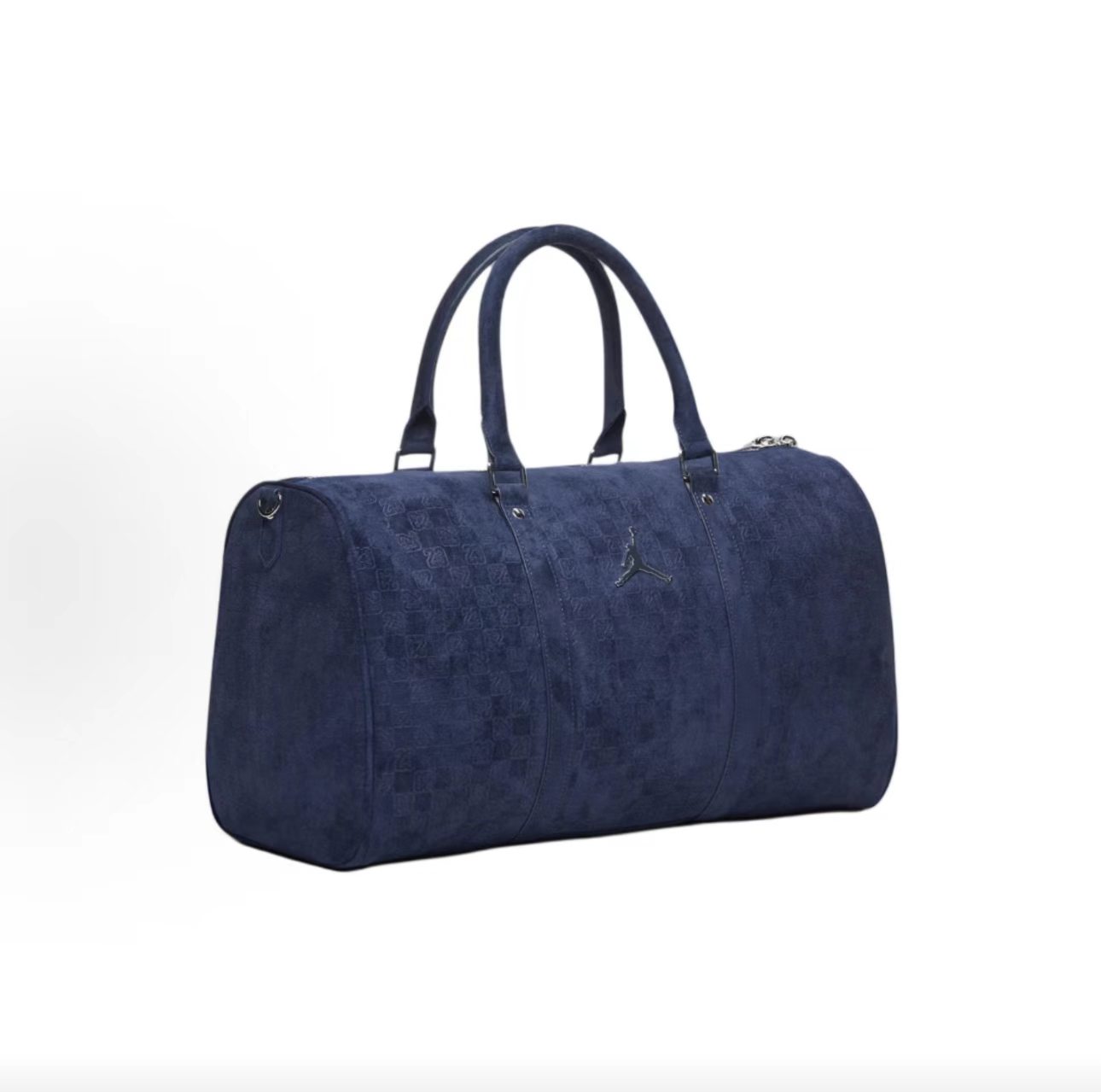 Jordan Allover 23 Embossed Monogram Navy Suede Large Duffle Crossbody Bag