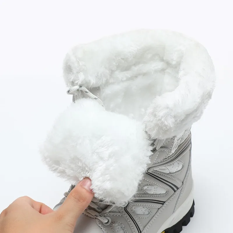 Winter Thicken Plush Ankle Boots Women 2023 New Warm PU Leather Snow Boots Woman Winter Lace-Up Cotton Shoes Female