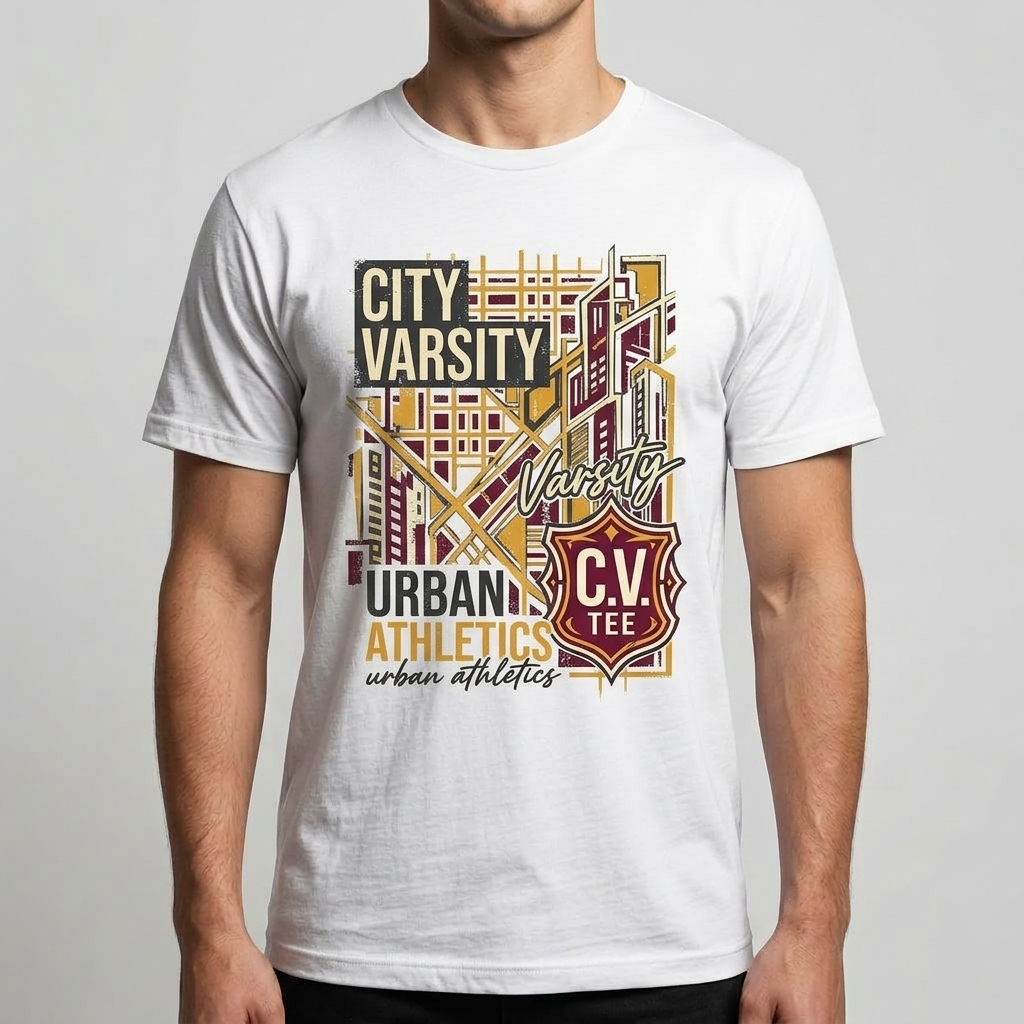 City Varsity Tee, Vintage Athletic Graphic T-Shirt, Unisex Streetwear Shirt CityTee3